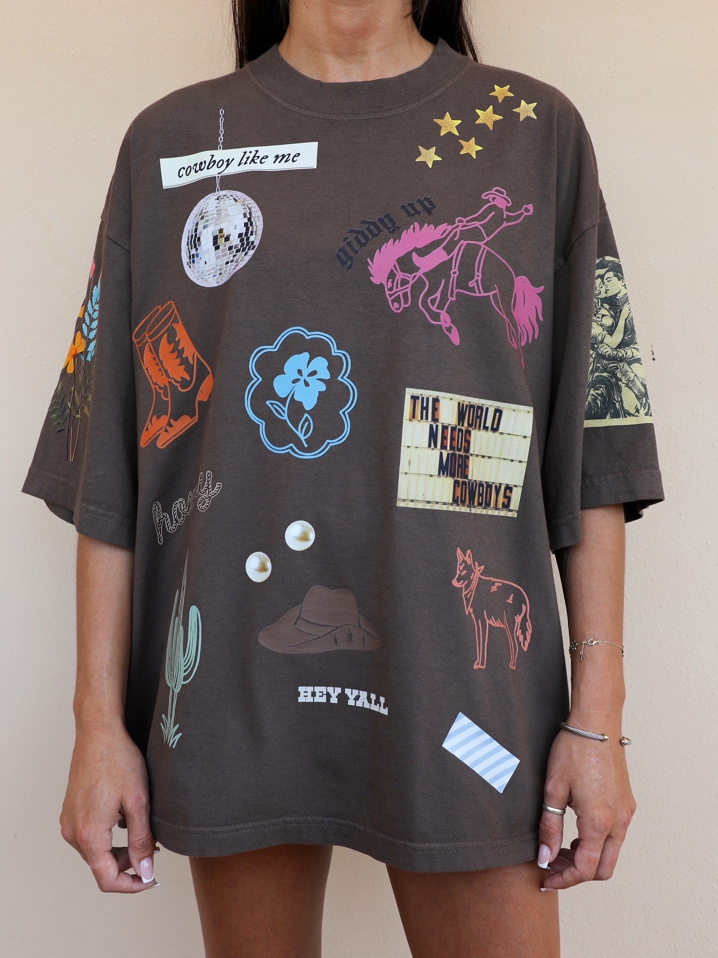 Need More Cowboys Box Tee: Chocolate