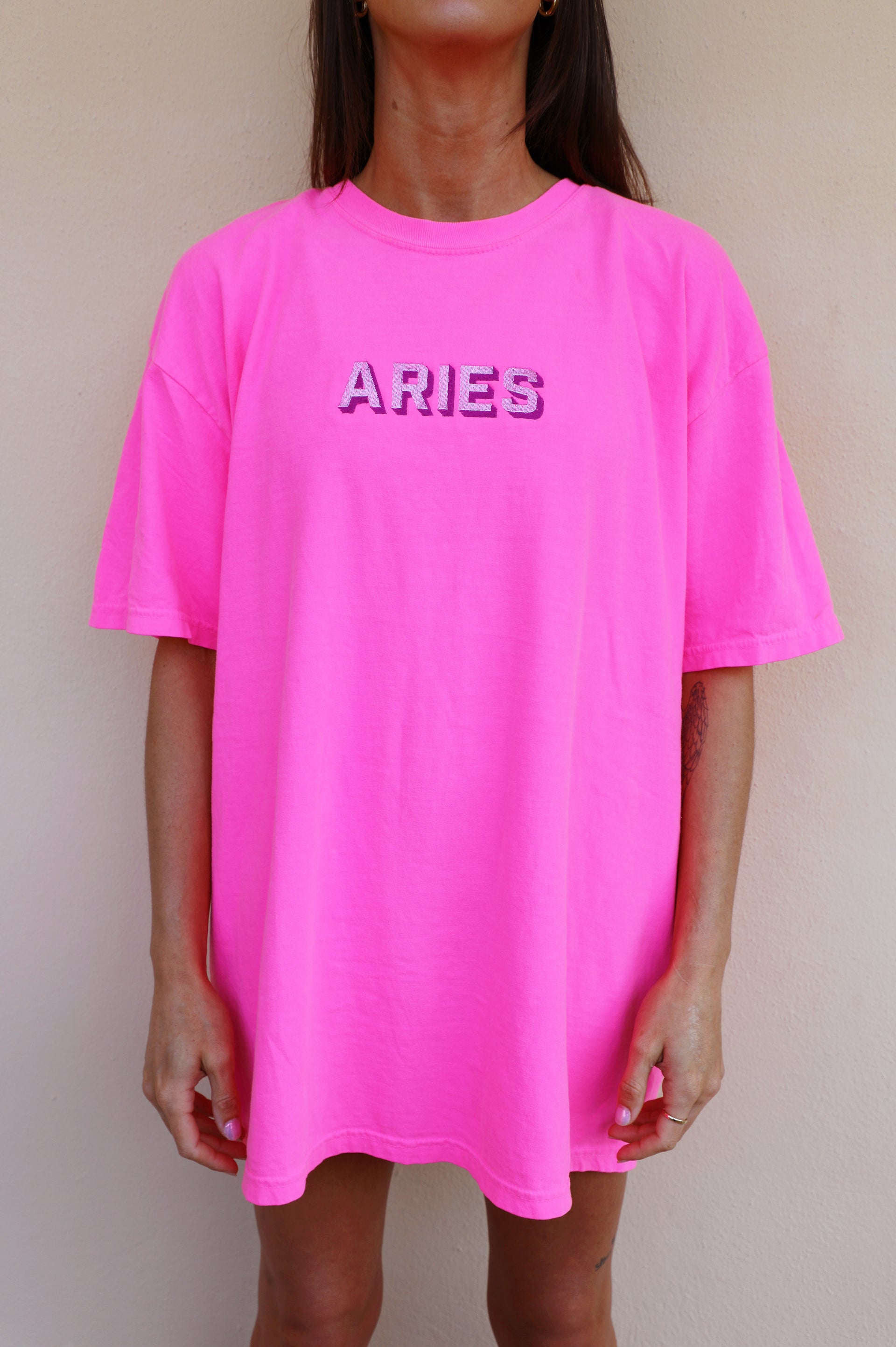 Aries Tee: Neon Pink