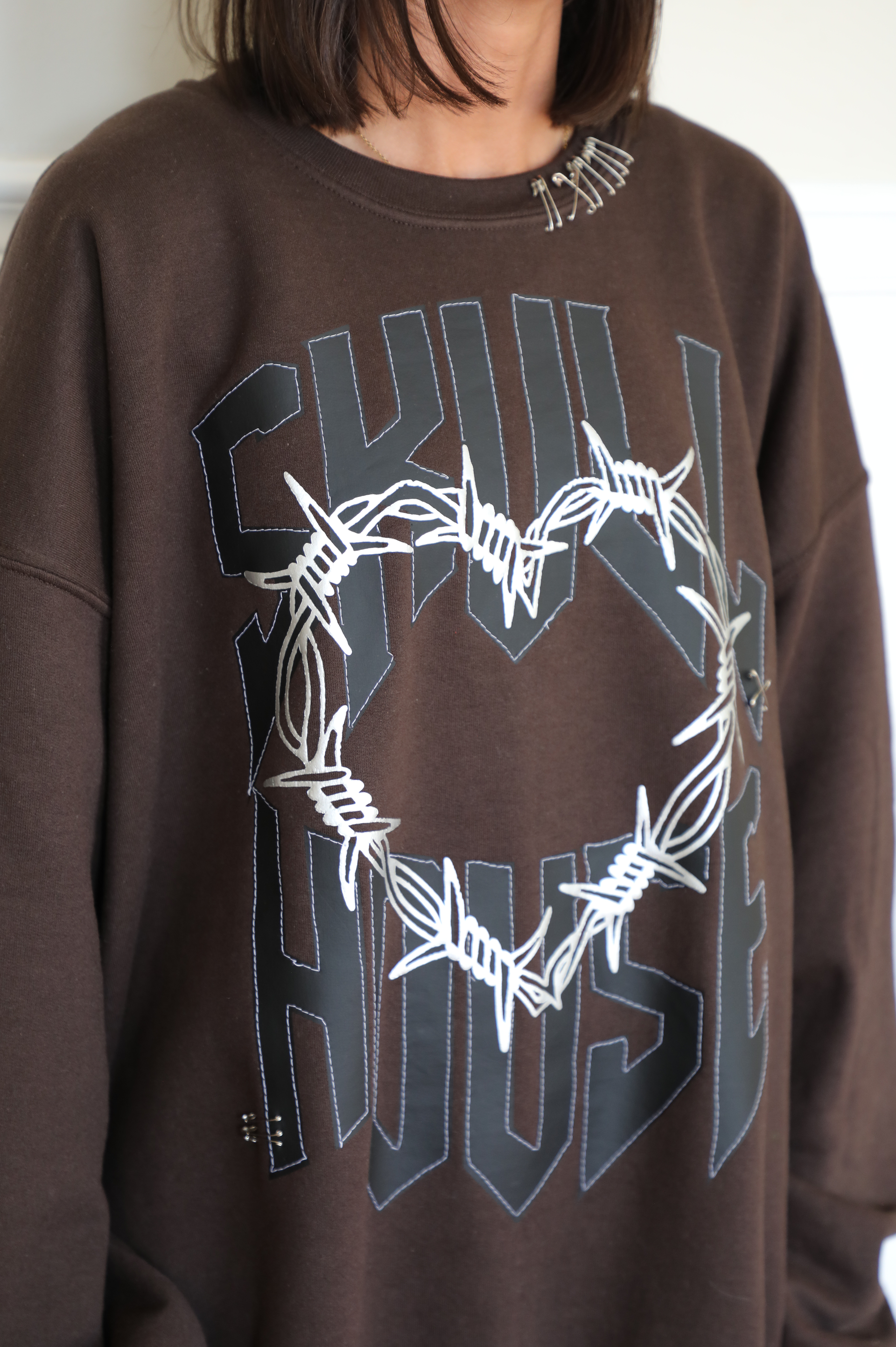 Barbed Wire Crewneck: Chocolate
