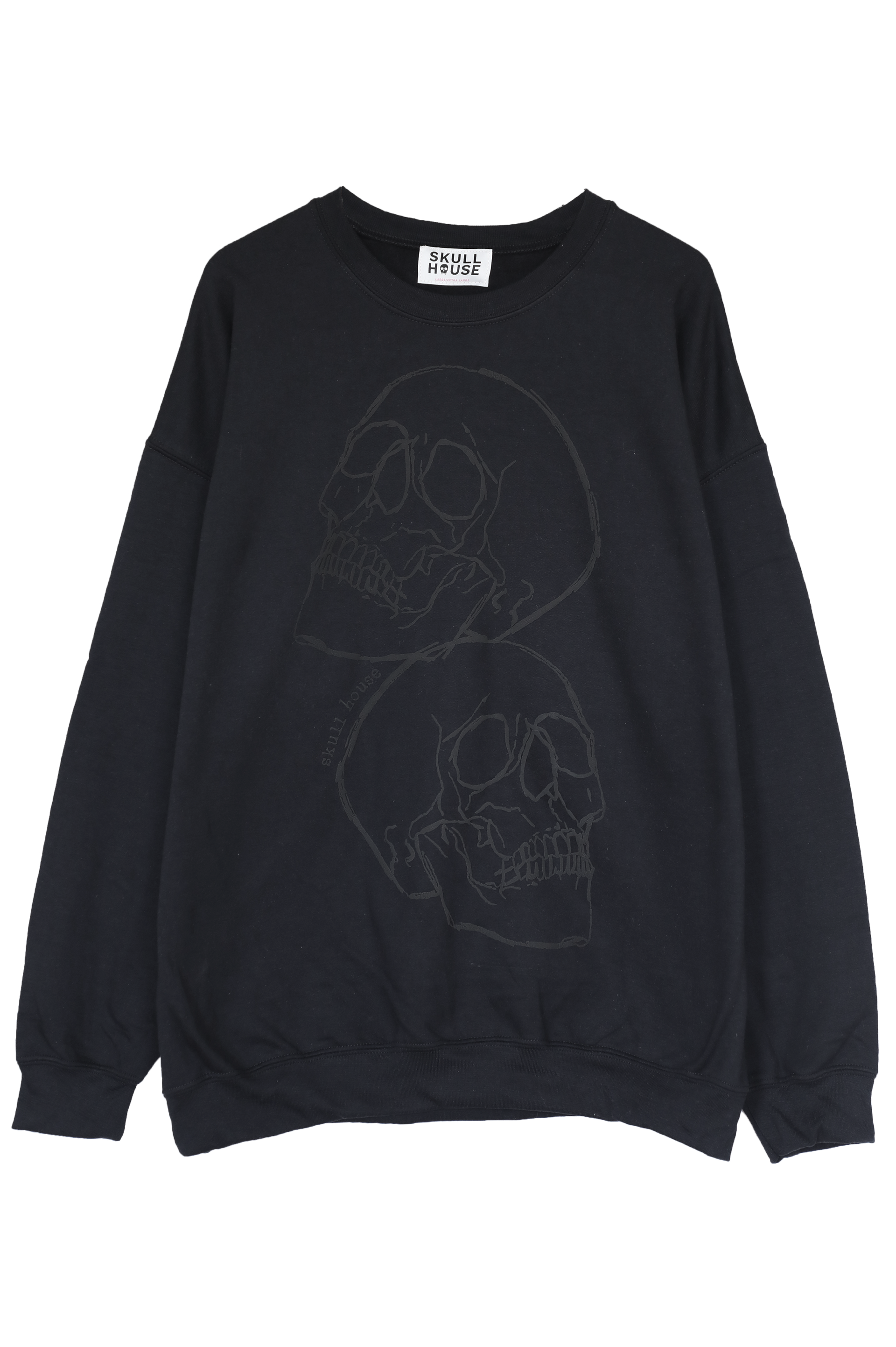 Stacked Skulls Crewneck: Black