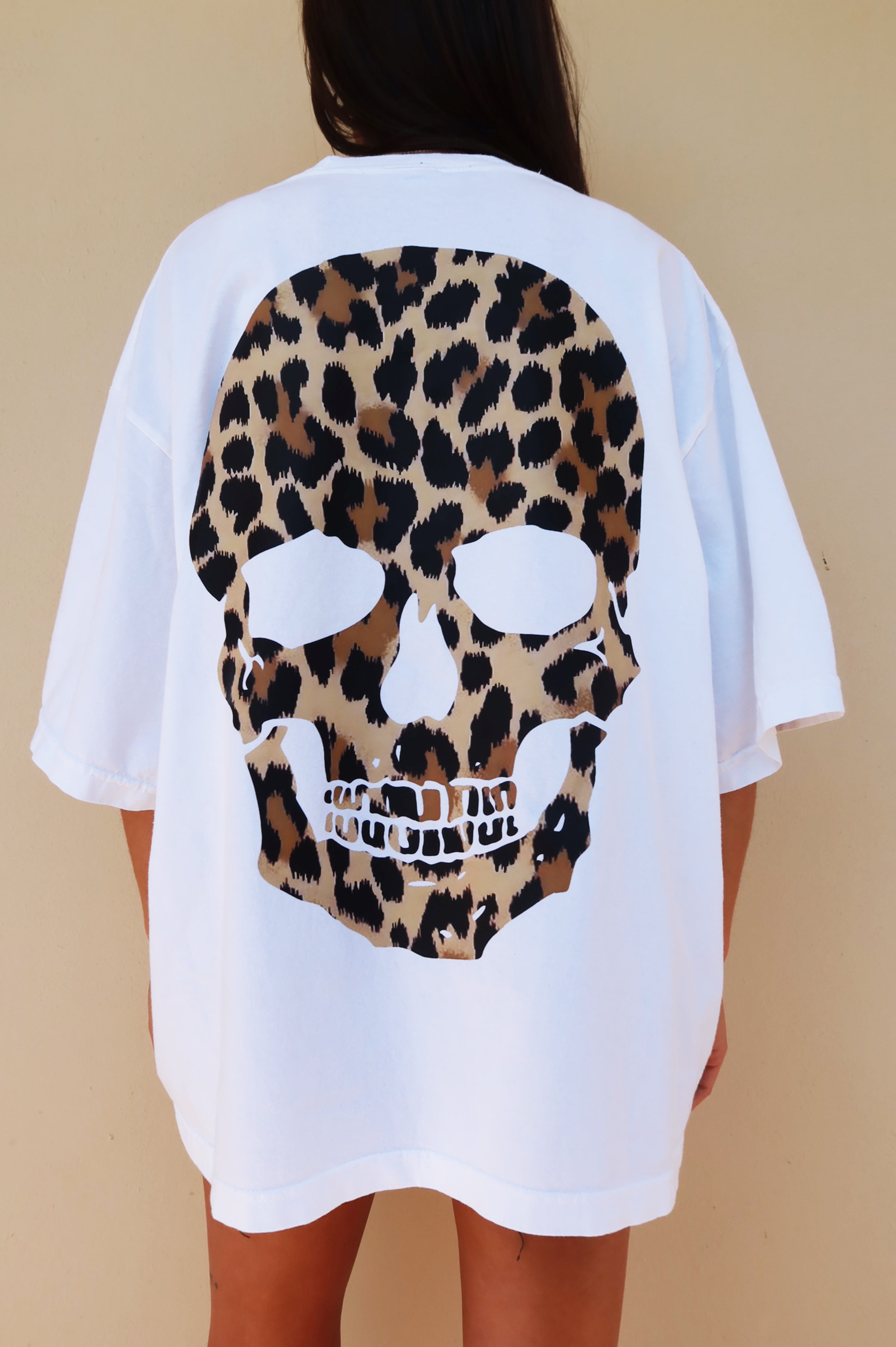 Cheetah Skull Tee: White