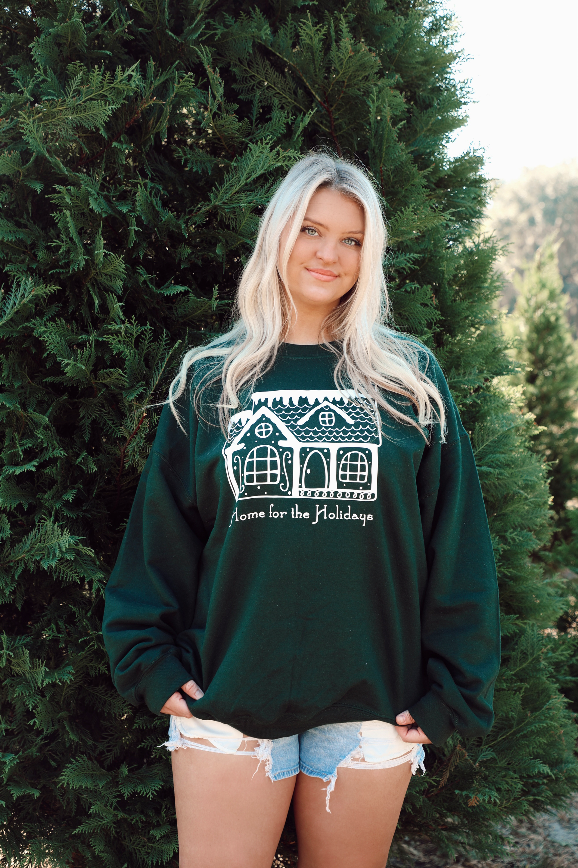 Home For The Holidays Crewneck: Green