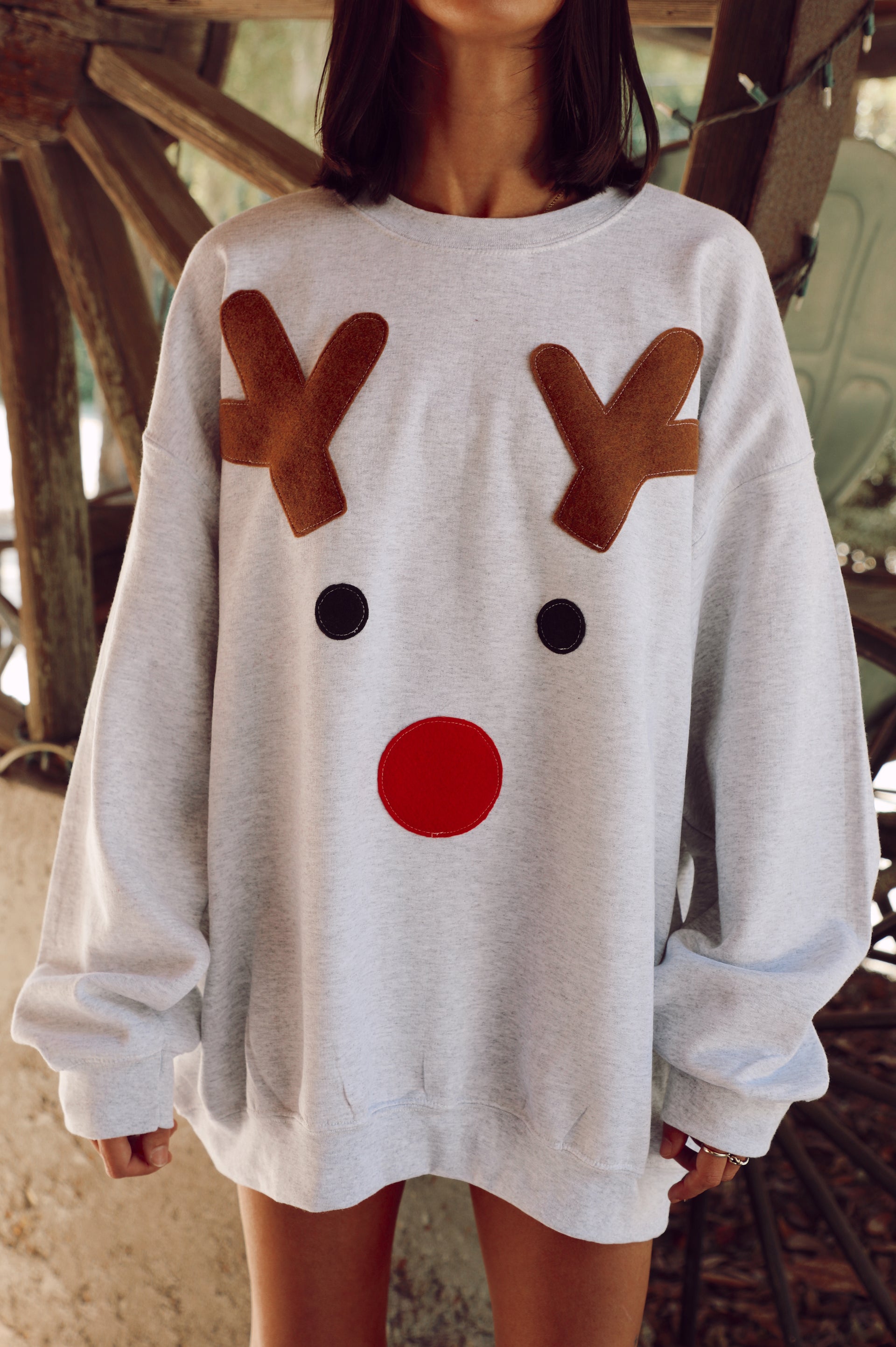 Reindeer Crewneck: Ash Grey