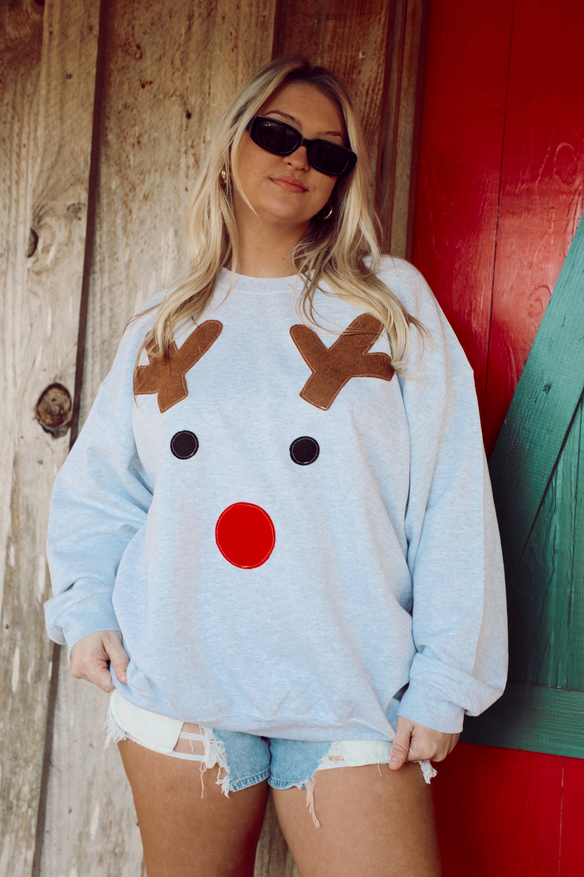 Reindeer Crewneck: Ash Grey