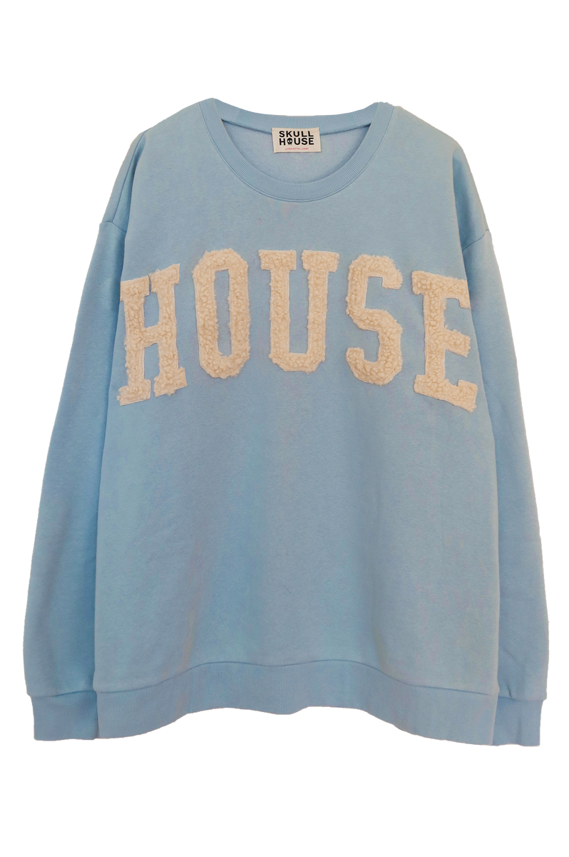 Sherpa Logo Crewneck Blue Vanilla Skull House Designs