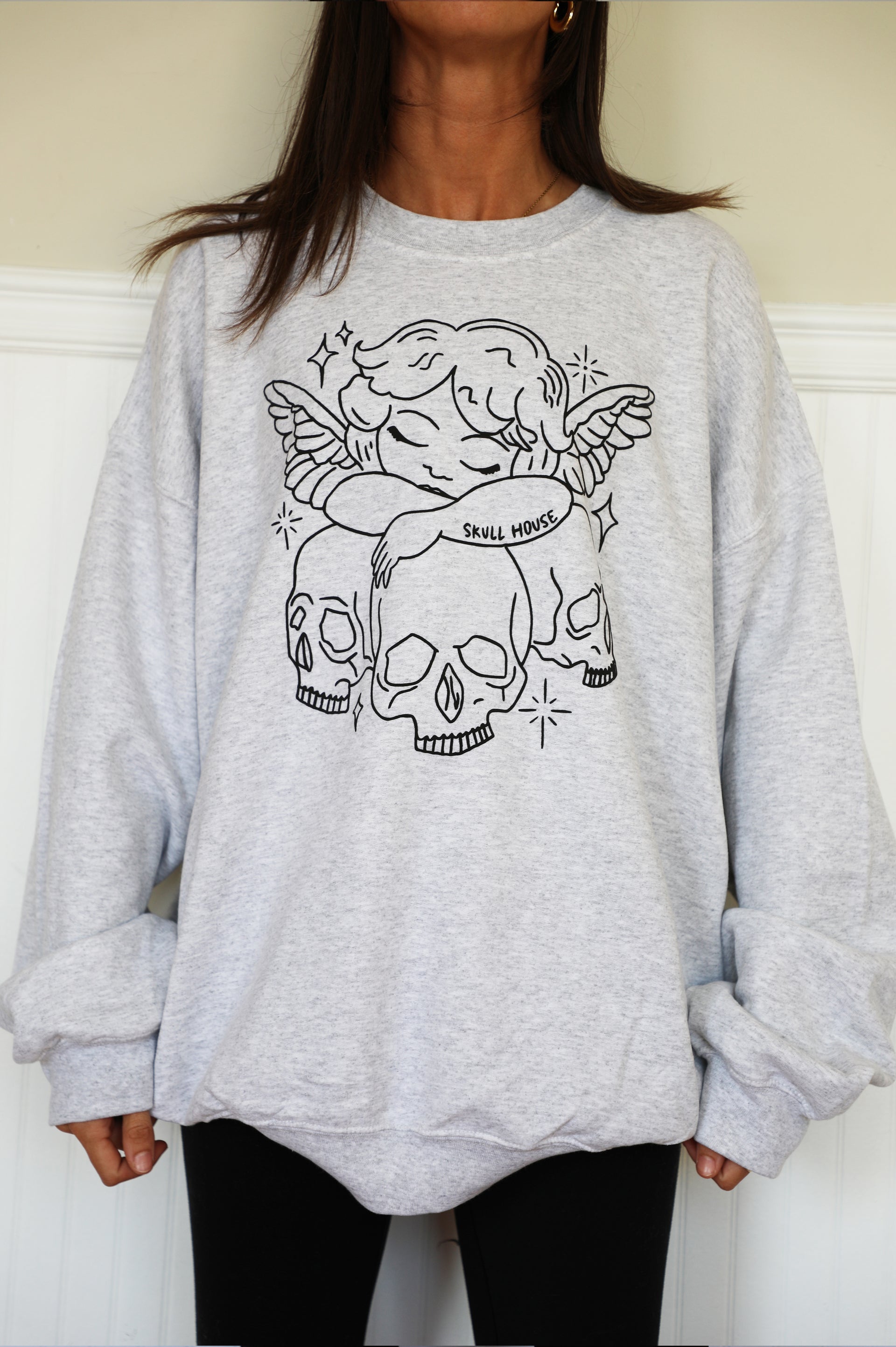 Sleepy Angel Crewneck: Ash Grey