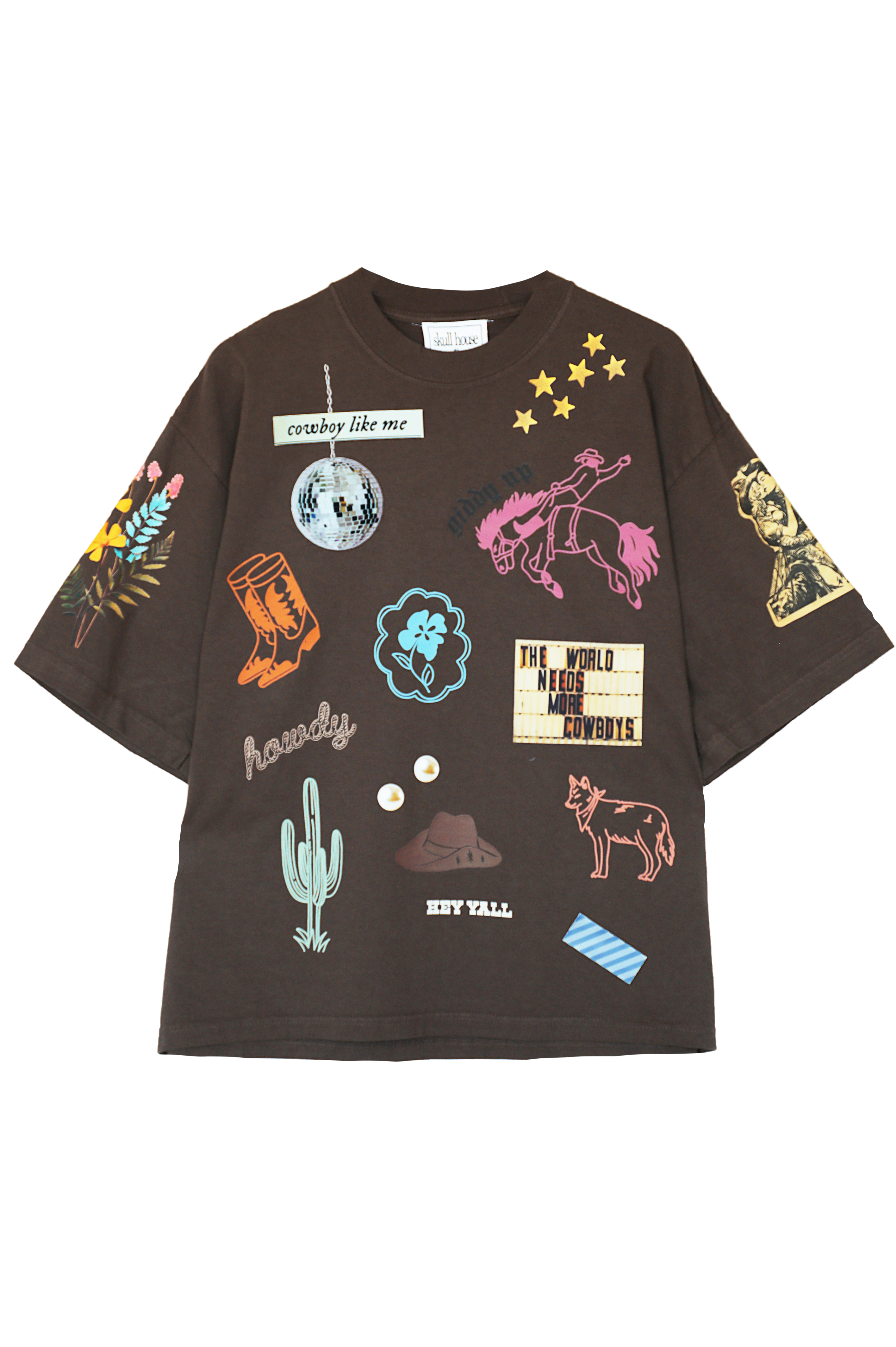 Need More Cowboys Box Tee: Chocolate