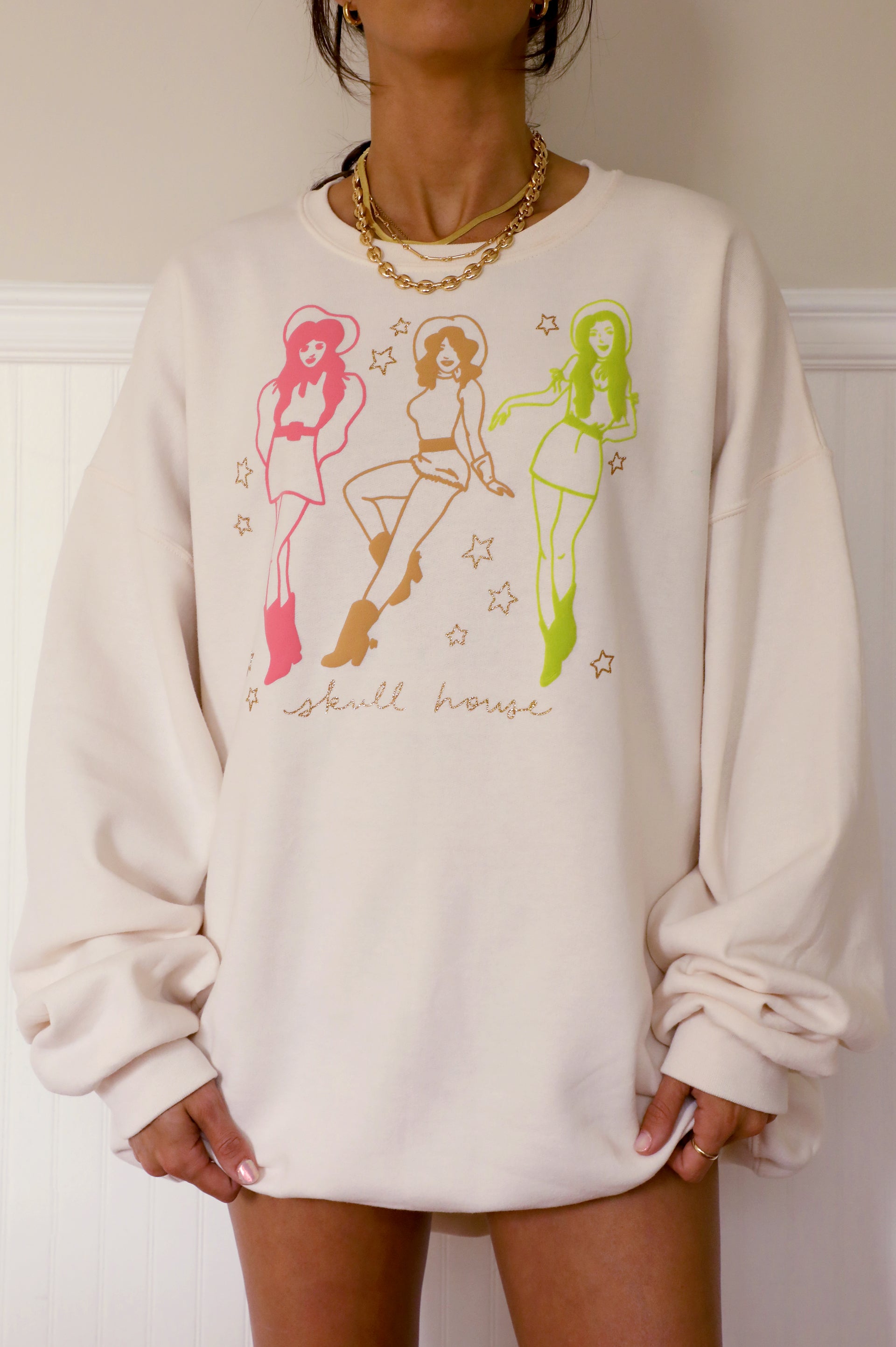 Let's Go Girls Crewneck: Vanilla