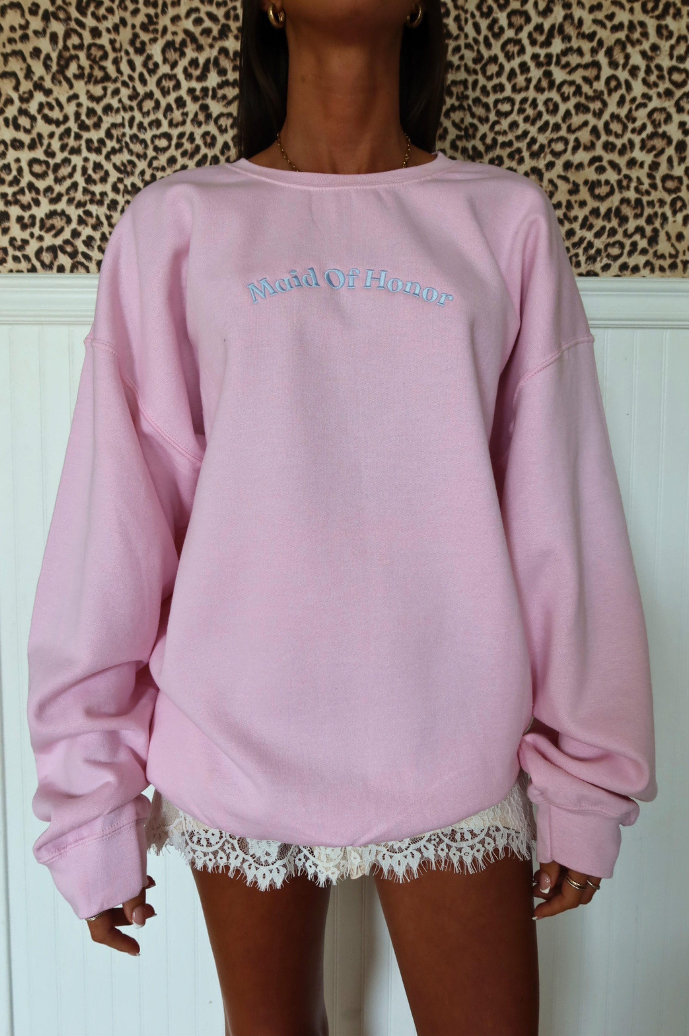Maid Of Honor Crewneck: Pink/Blue
