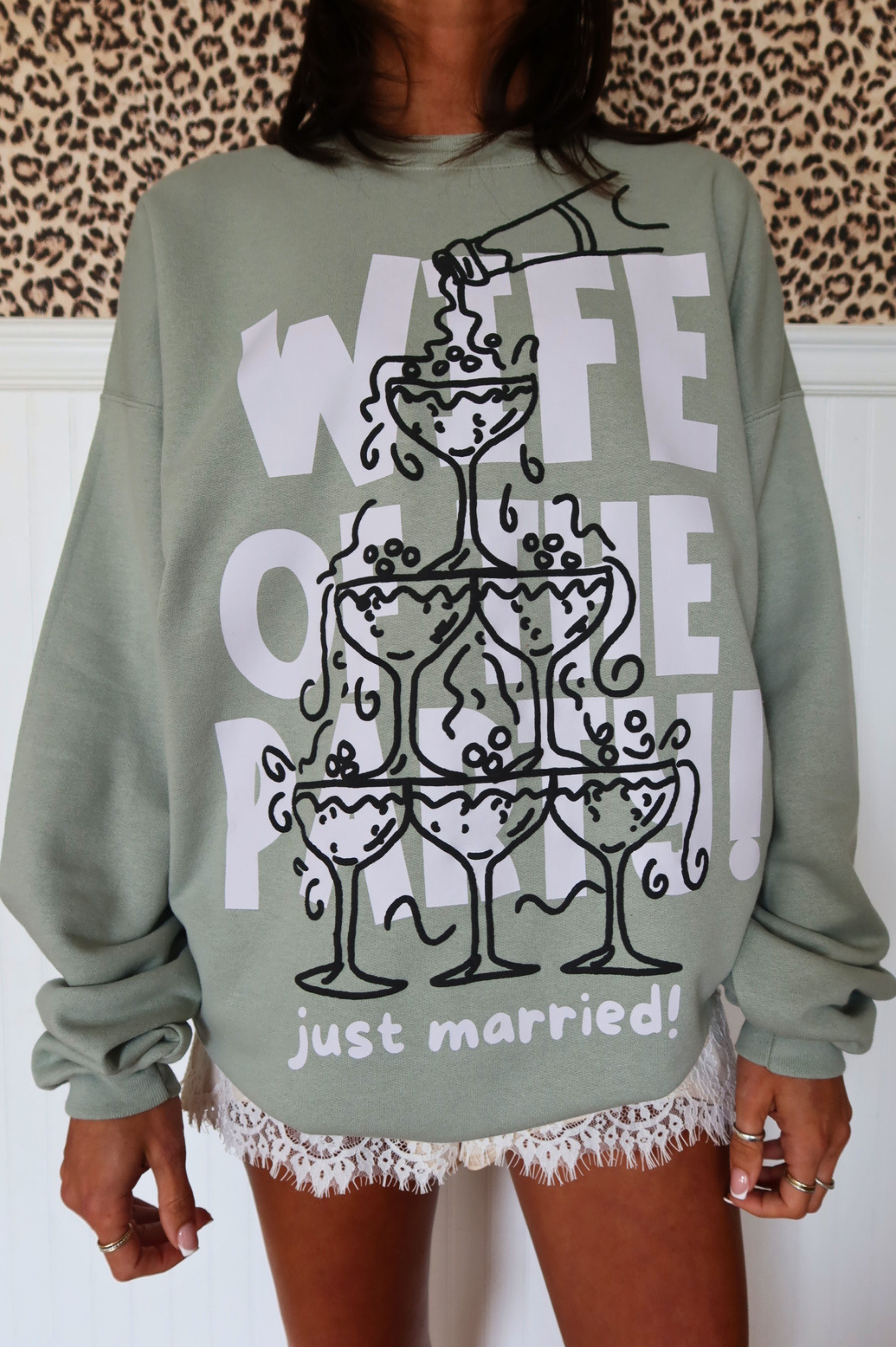 Wife Of The Party Crewneck: Sage