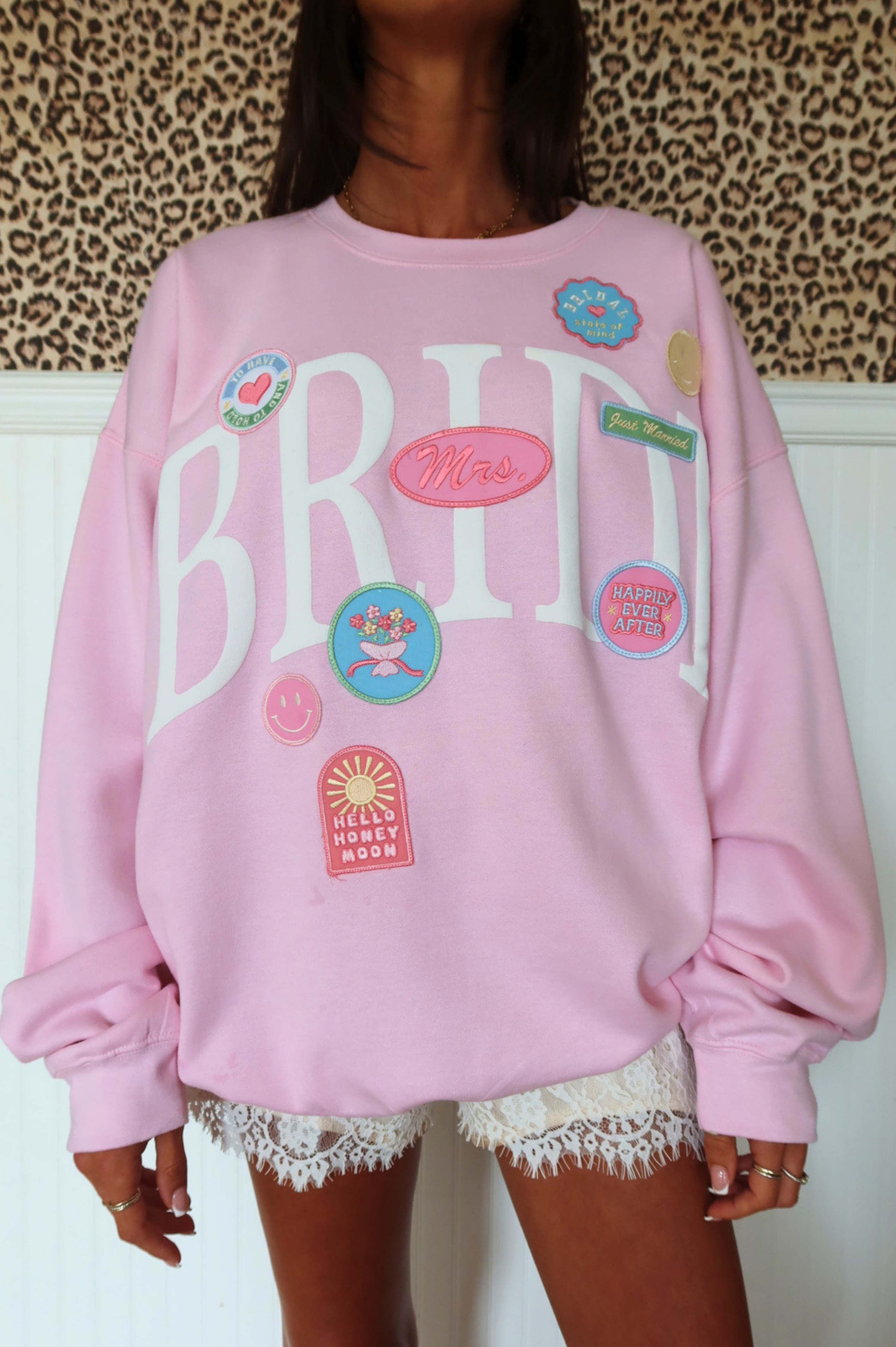 Bride Patch Crewneck: Baby Pink