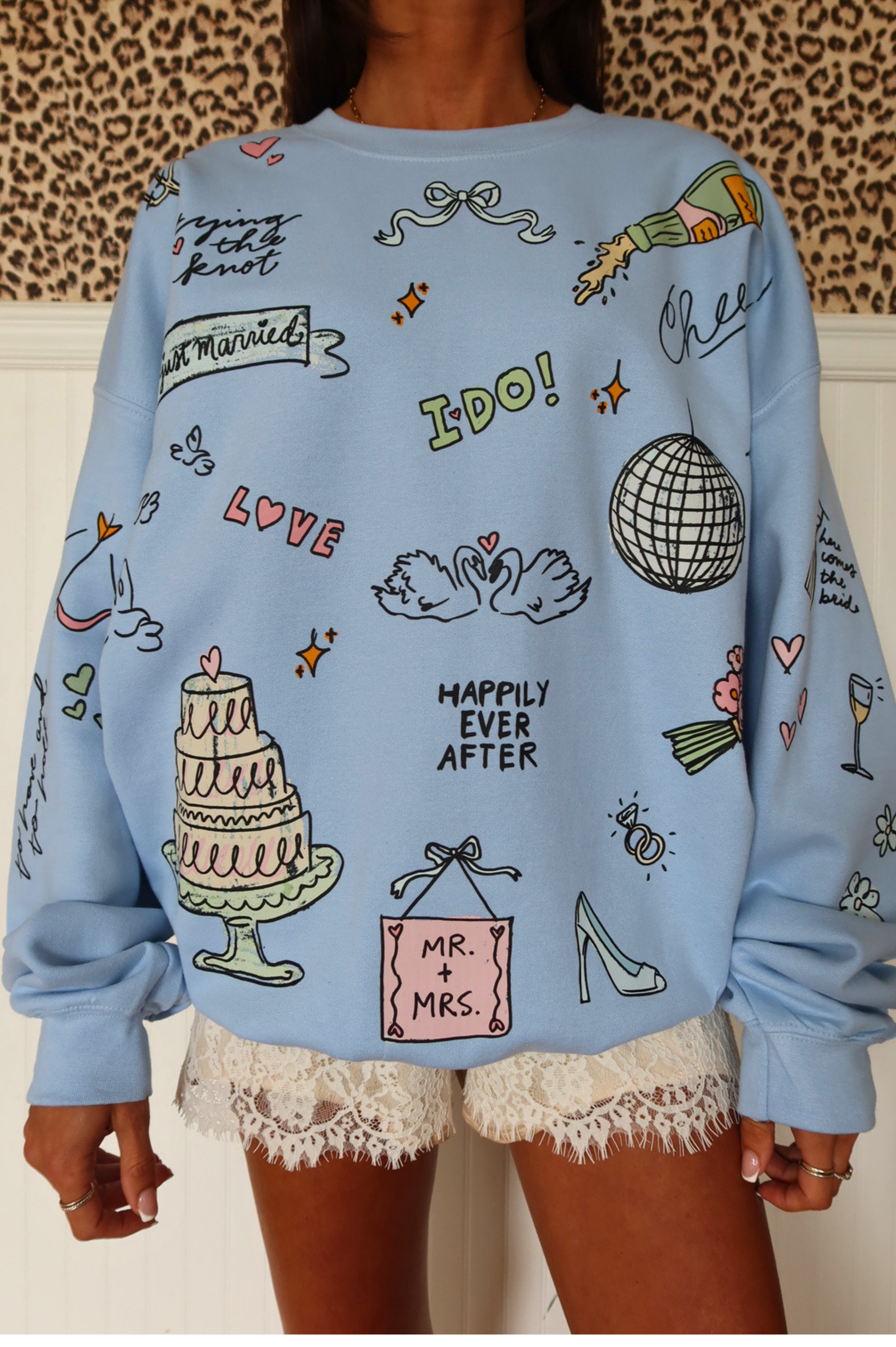 Wedding Doodles Crewneck: Baby Blue
