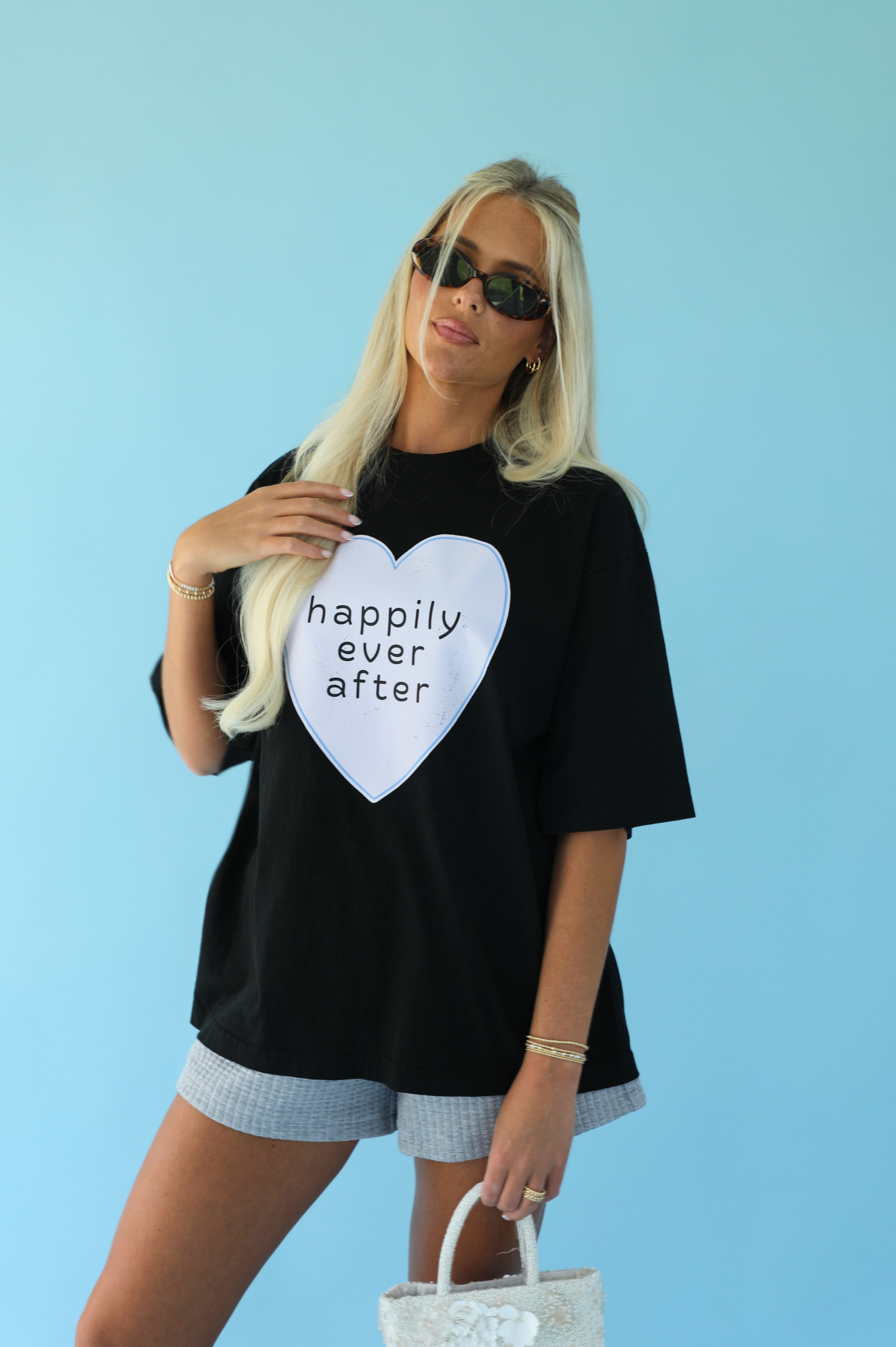 Happily Heart Tee: Black
