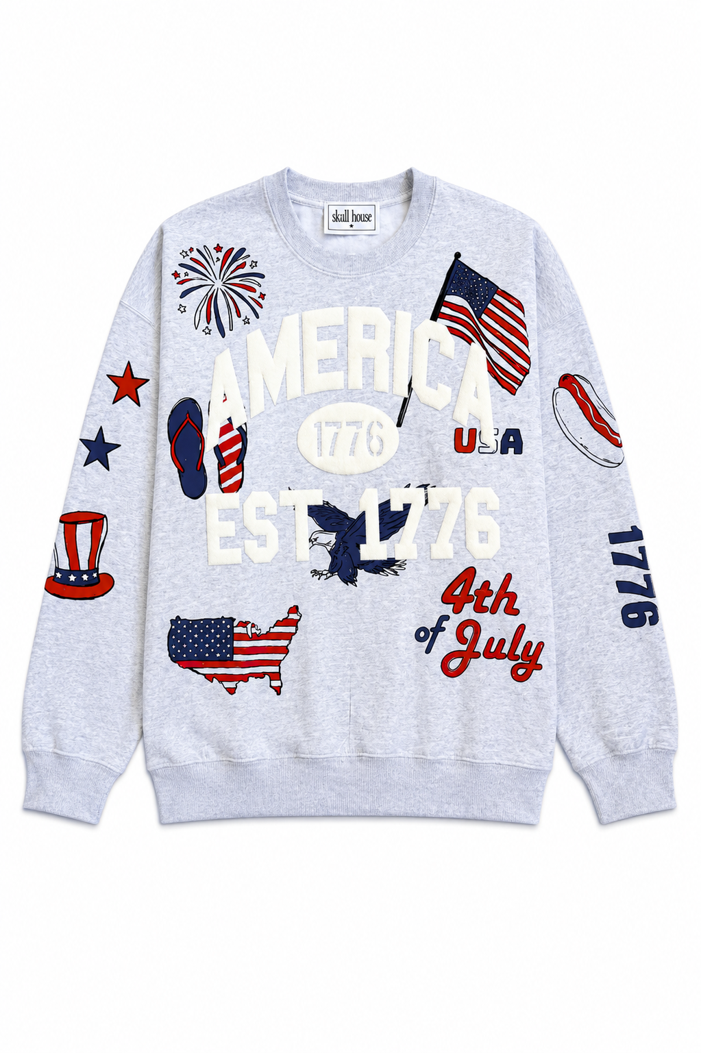PRE-ORDER: America Doodles Crewneck: Ash