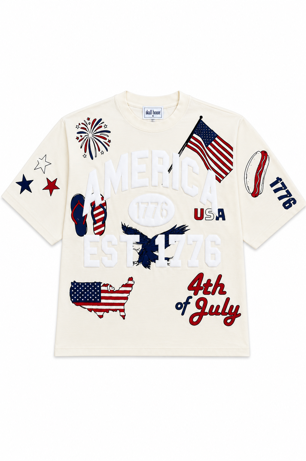 PRE-ORDER: America Doodles Tee: Vanilla