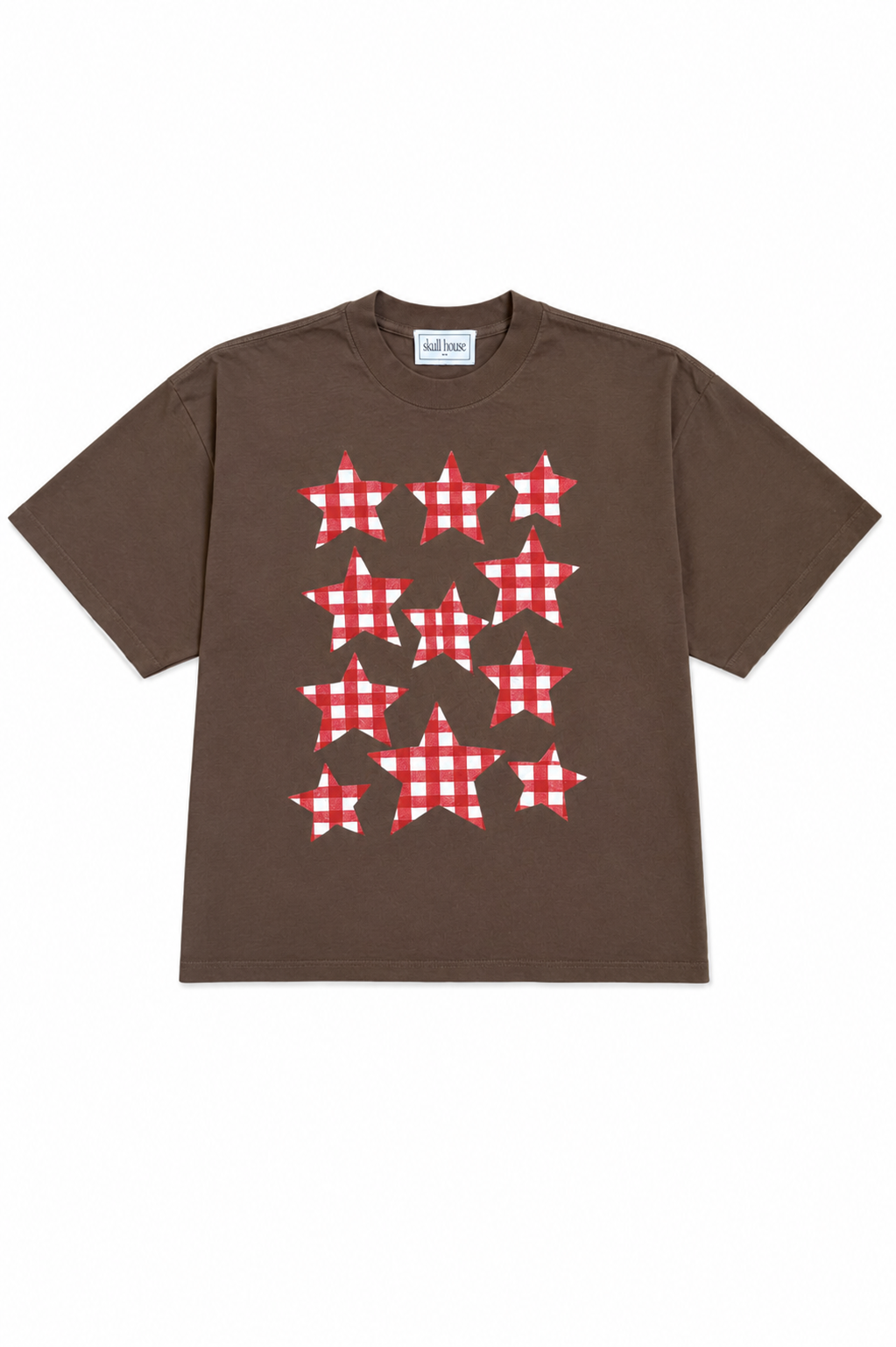 PRE-ORDER: Gingham Stars Tee: Brown