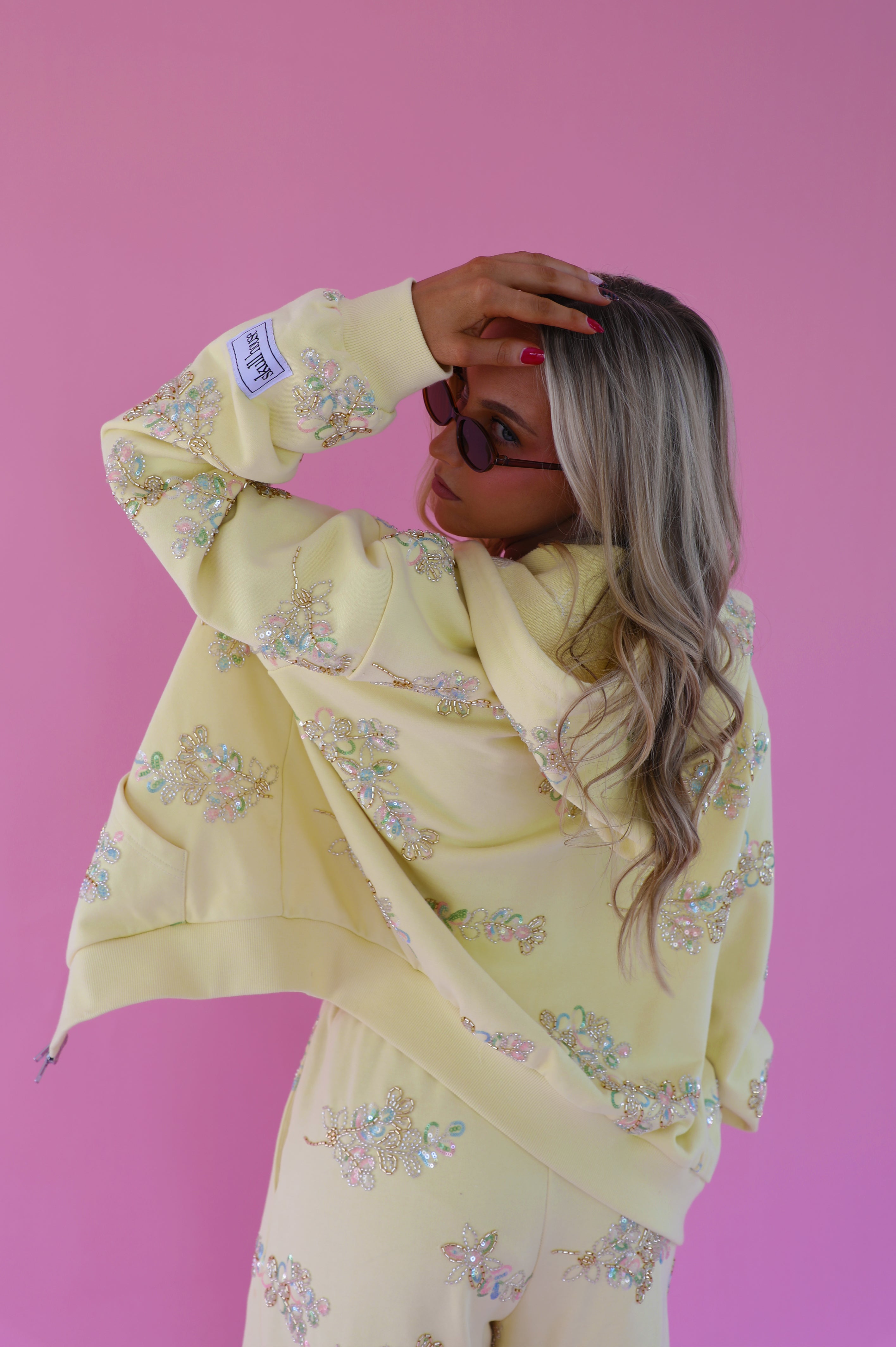 PRE-ORDER: Embellished Zip Hoodie: Buttercup
