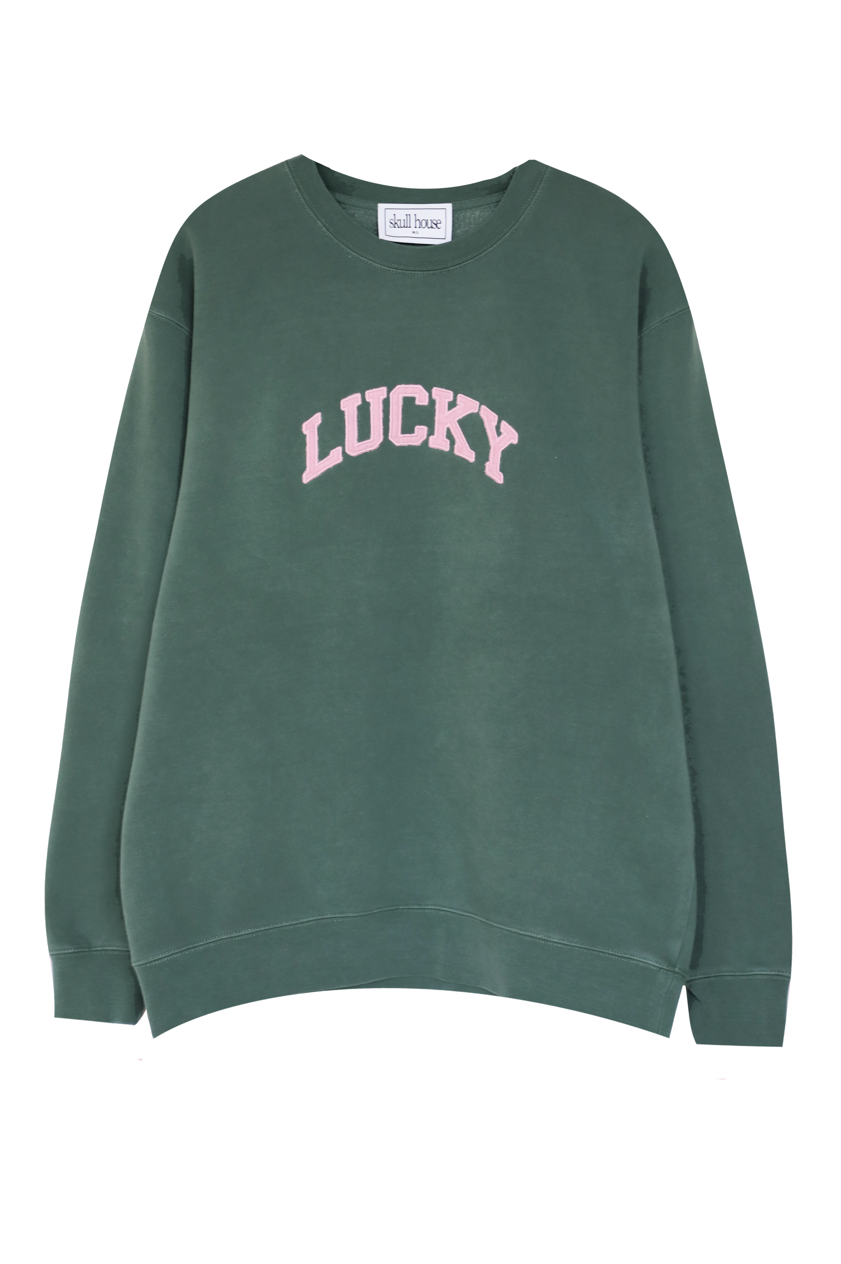 Lucky Girl Crewneck: Vintage Green