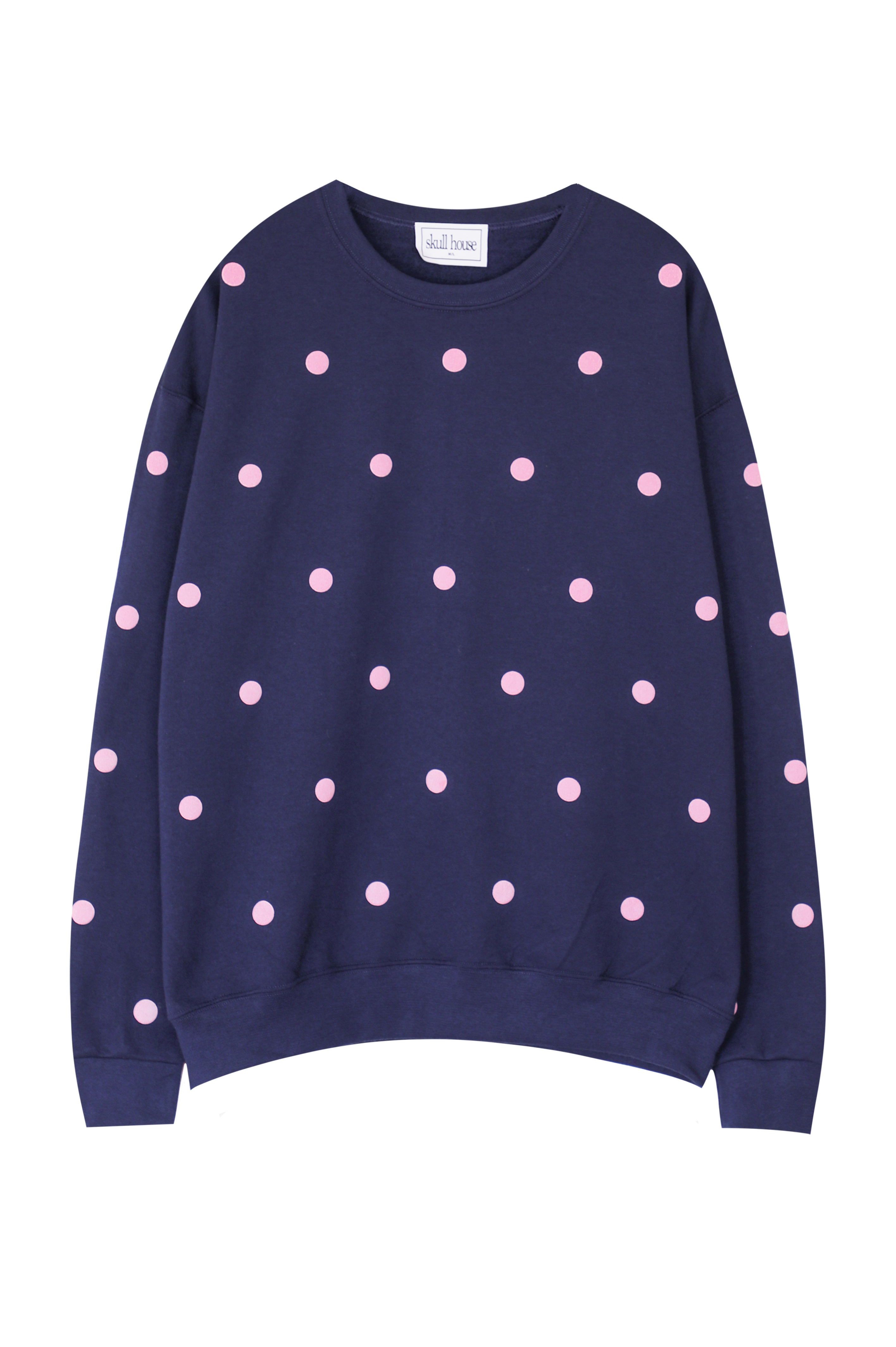 Polka Dot Crewneck: Navy/Pink