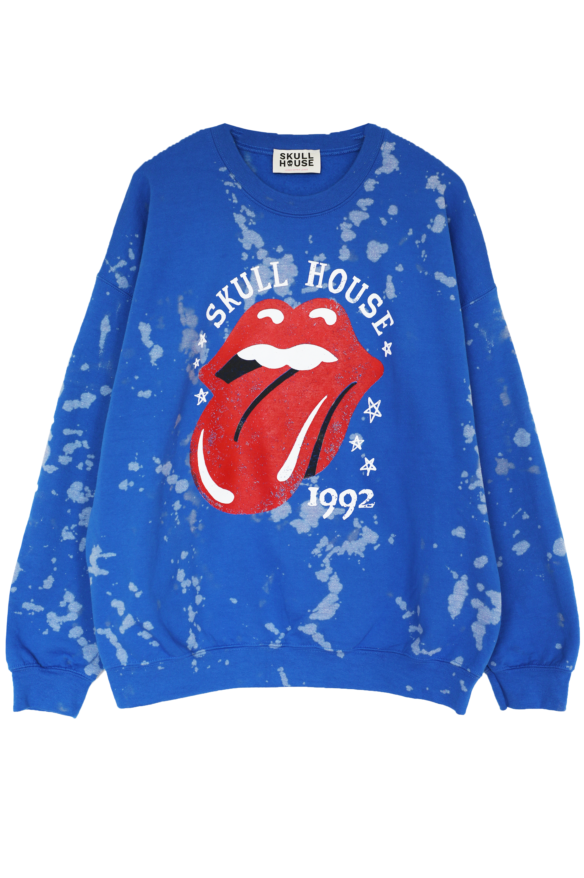 Lips Crewneck: Royal Bleach