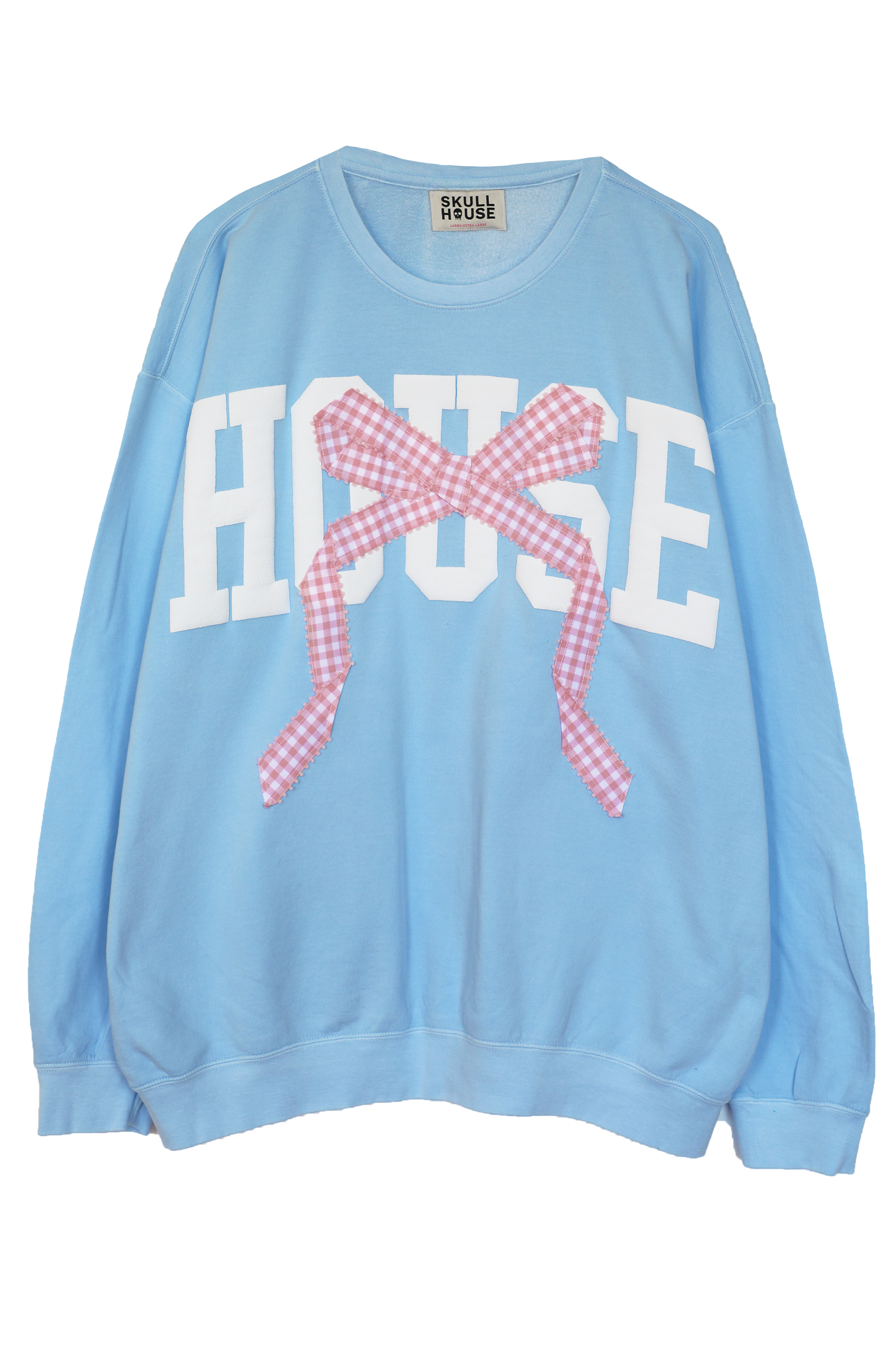 Bow Crewneck: Blue/Pink