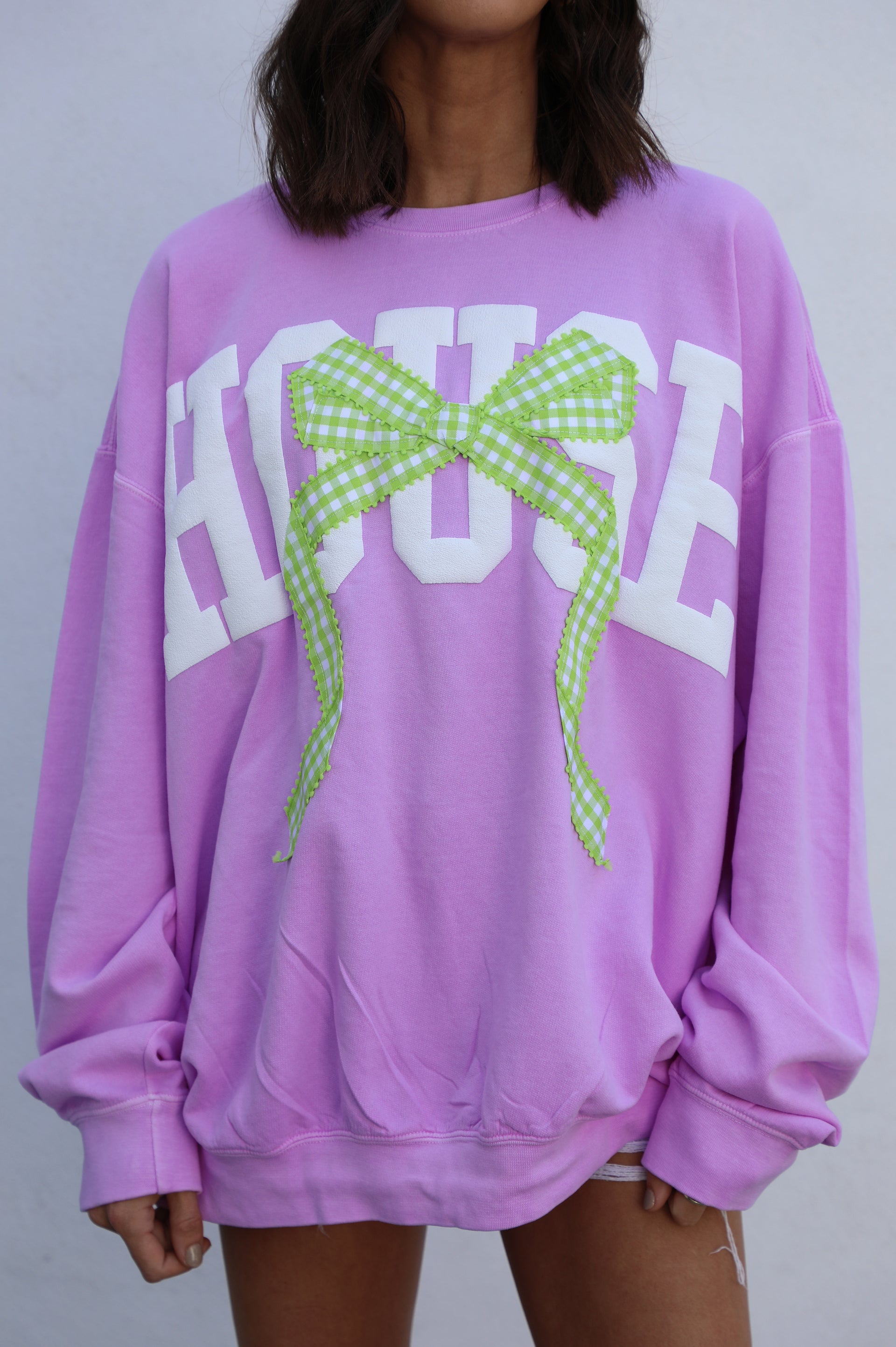 Bow Crewneck: Purple/Green