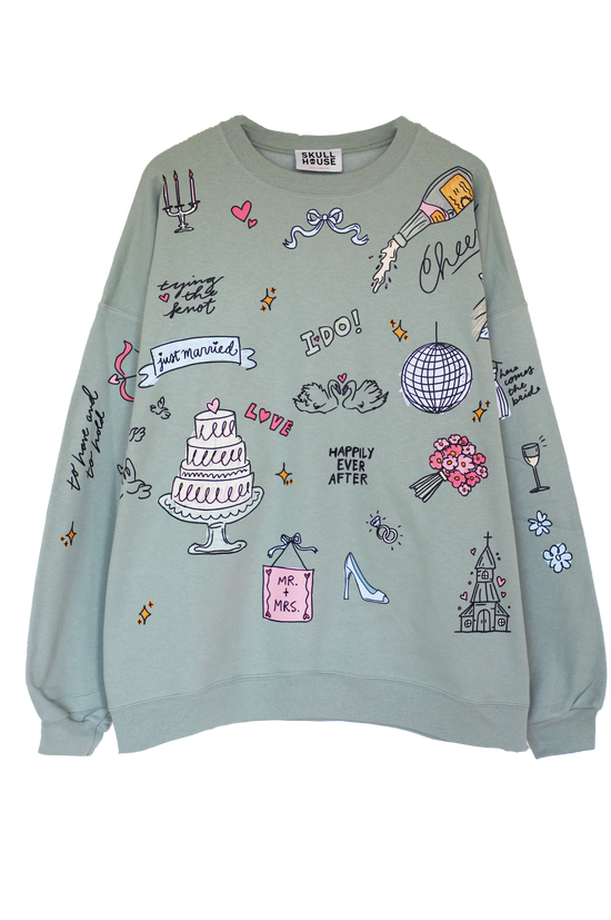 Wedding Doodles Crewneck: Sage