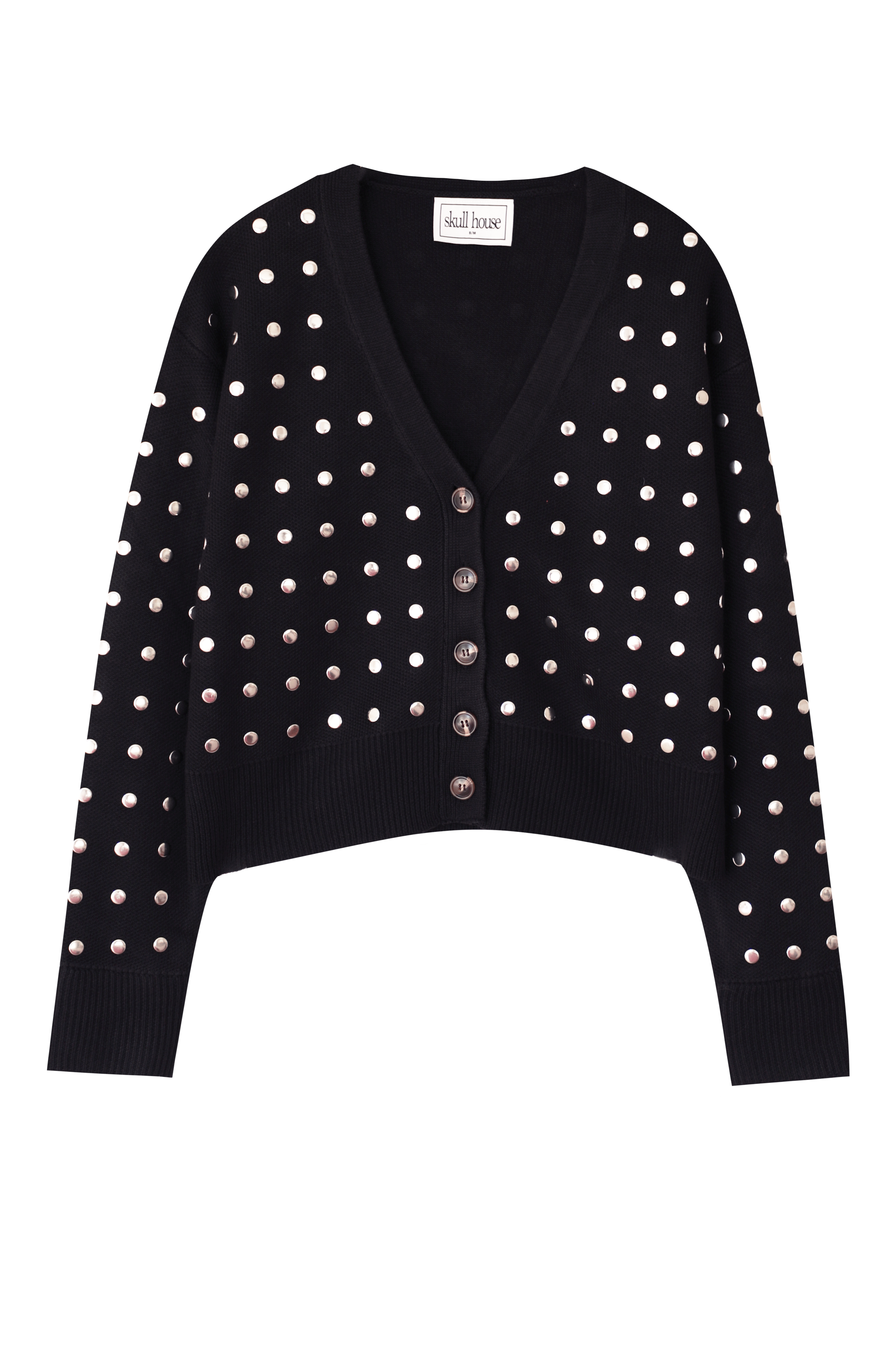 Stud Cardigan: Black/Silver