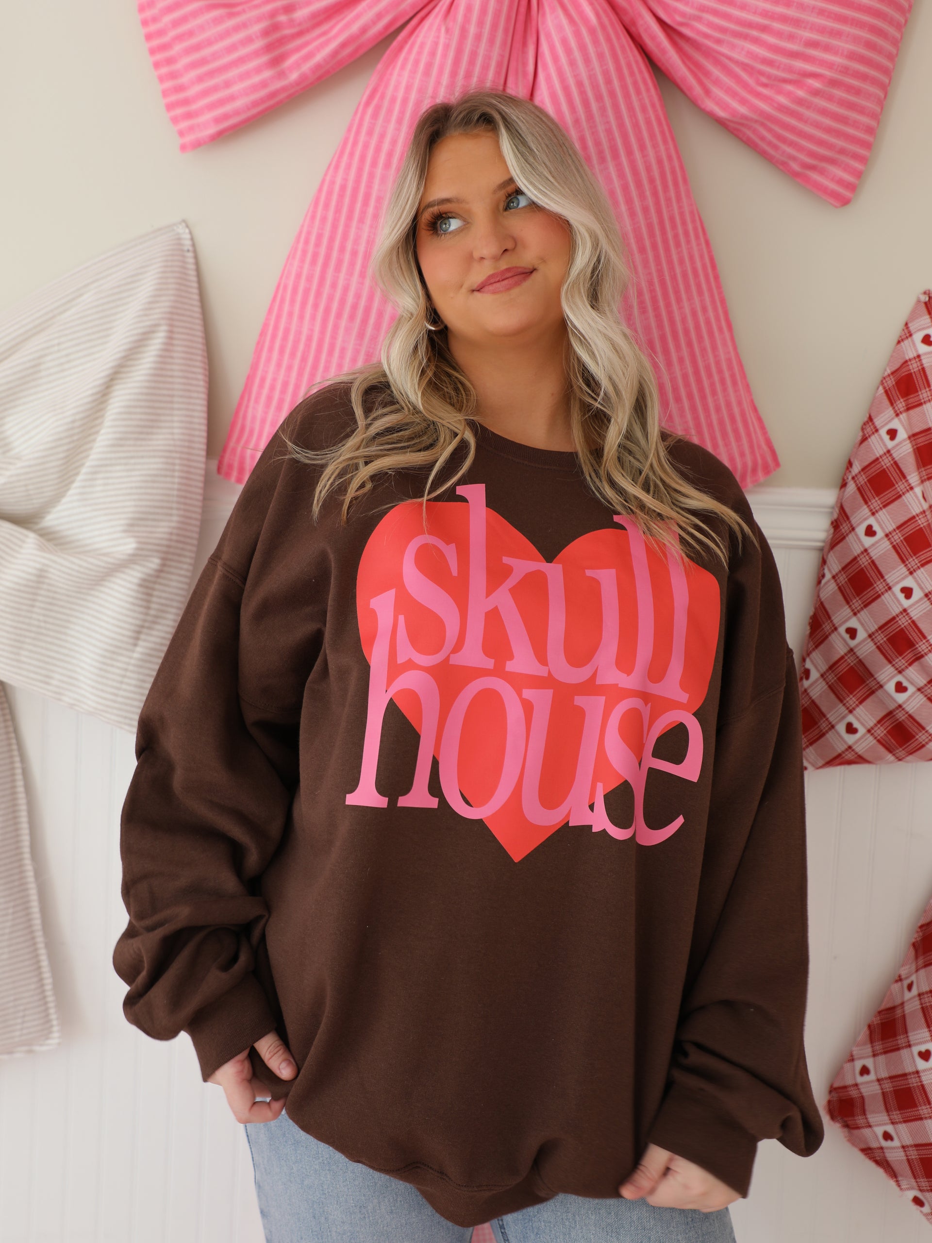 Love Skull House Crewneck: Chocolate