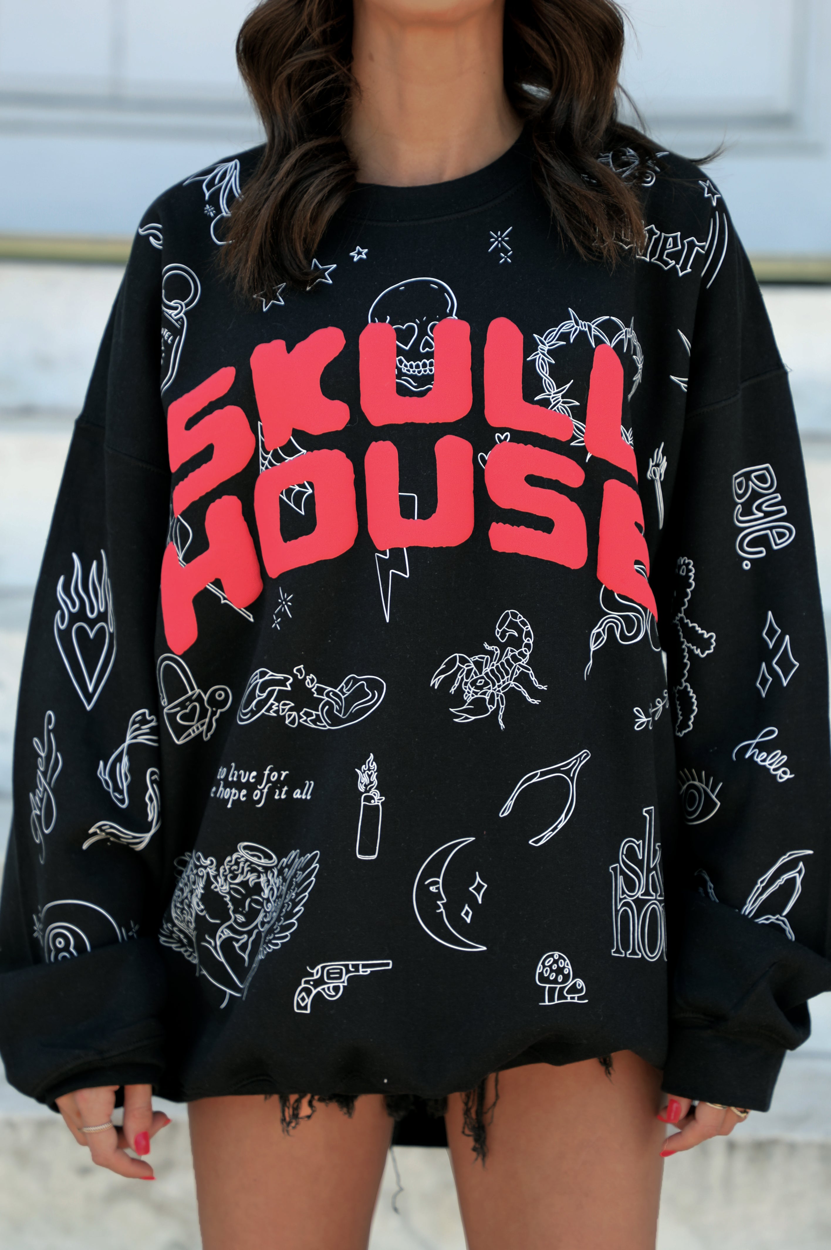Edgy Doodles Crewneck: Black
