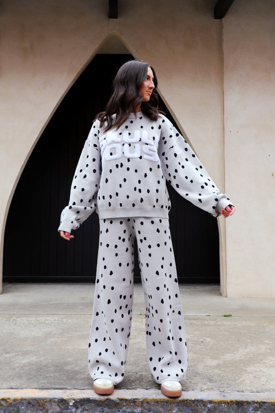 Dalmatian Knit Set: Grey/Black