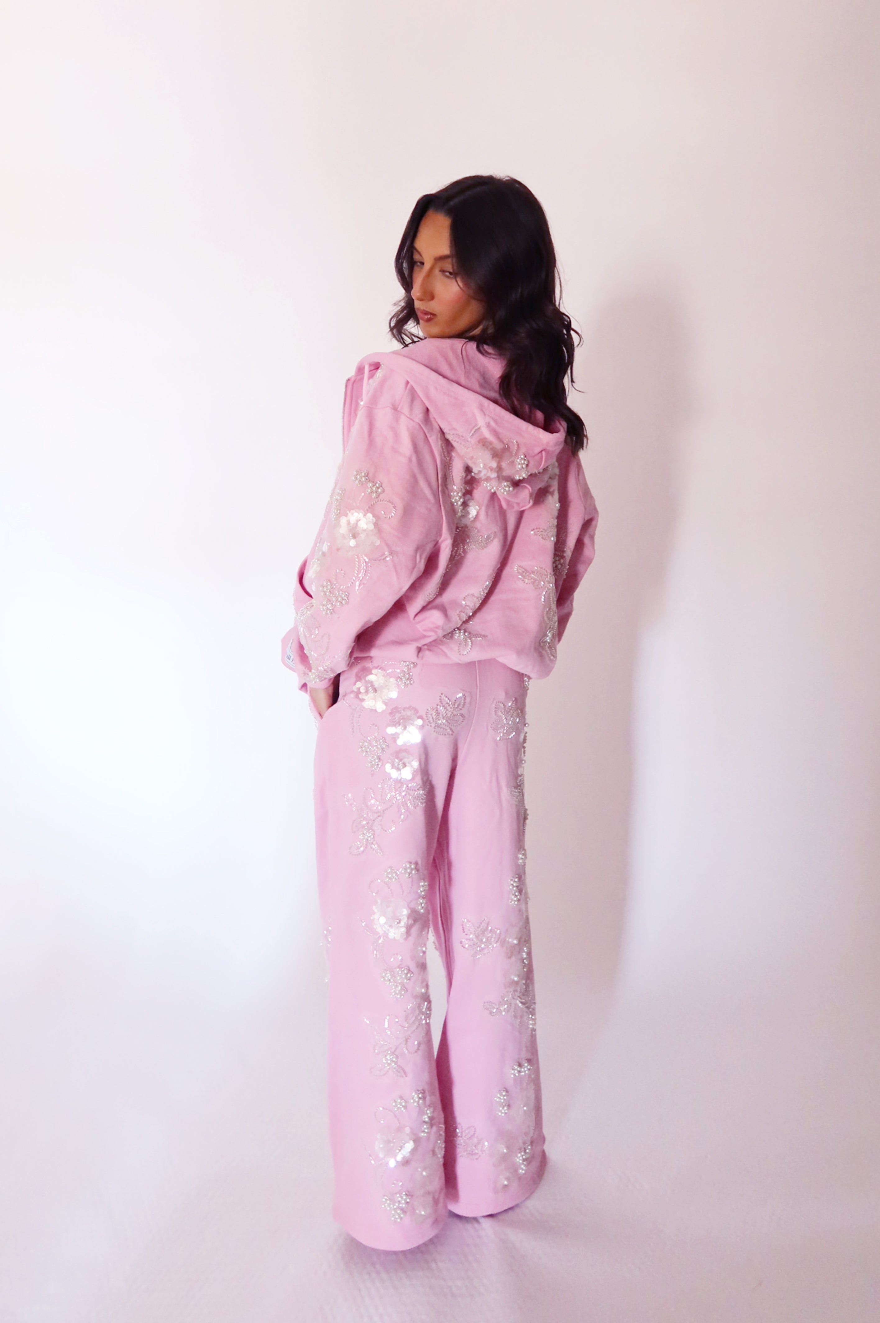 PRE-ORDER: Embellished Zip Hoodie: Bubblegum