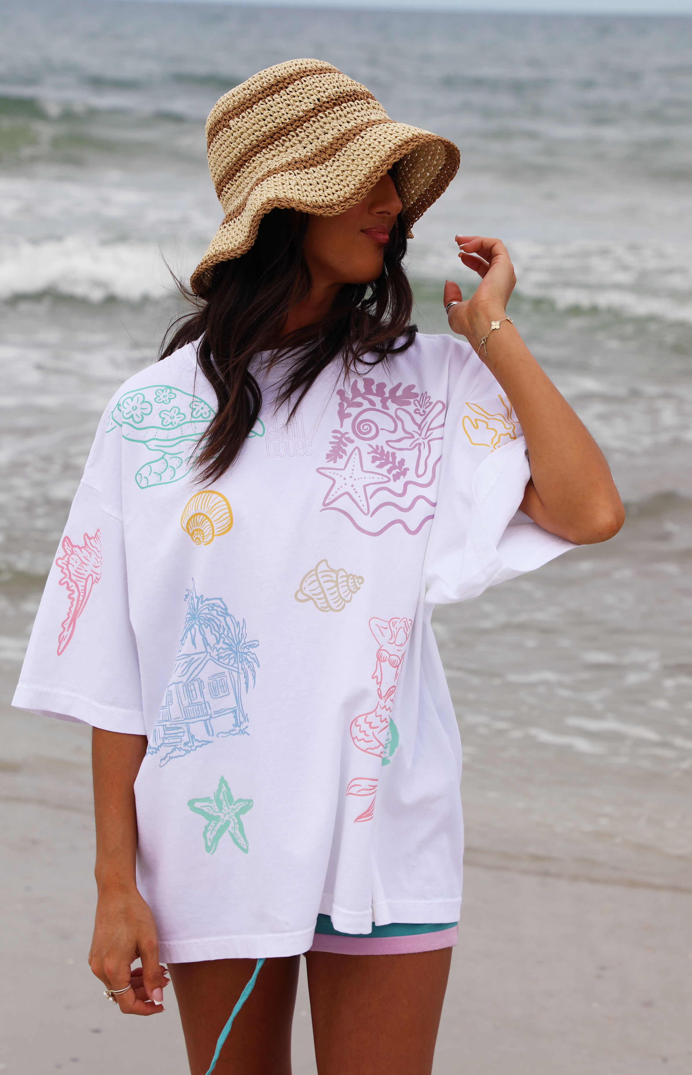 Ocean Doodle Box Tee: White