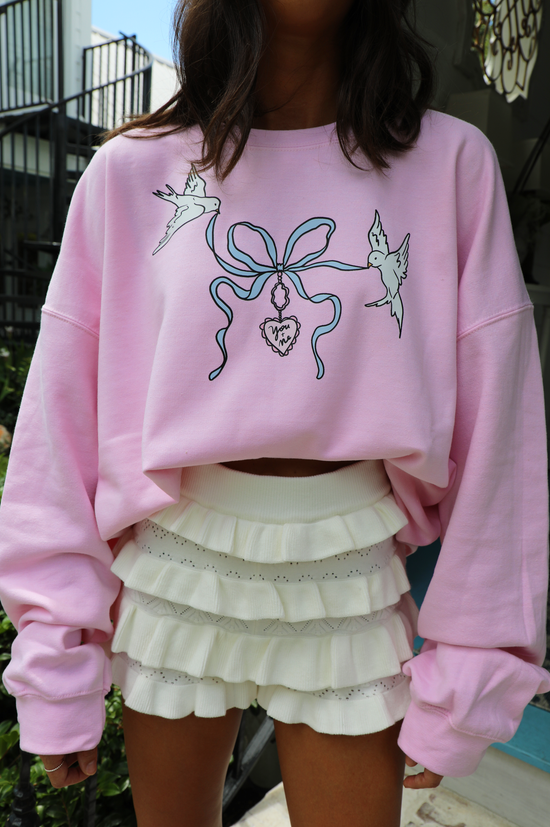 Love Birds Crewneck: Baby Pink