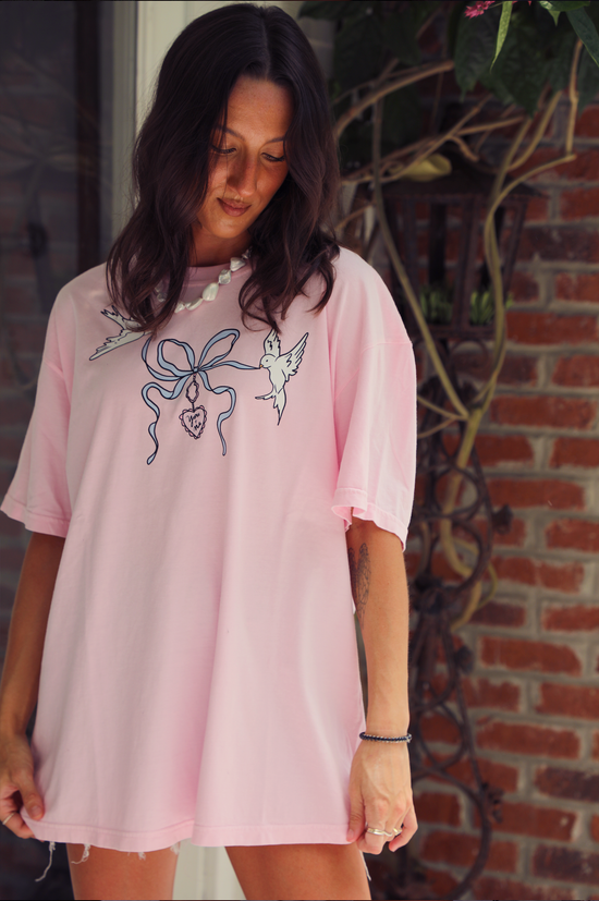 Love Birds Tee: Baby Pink