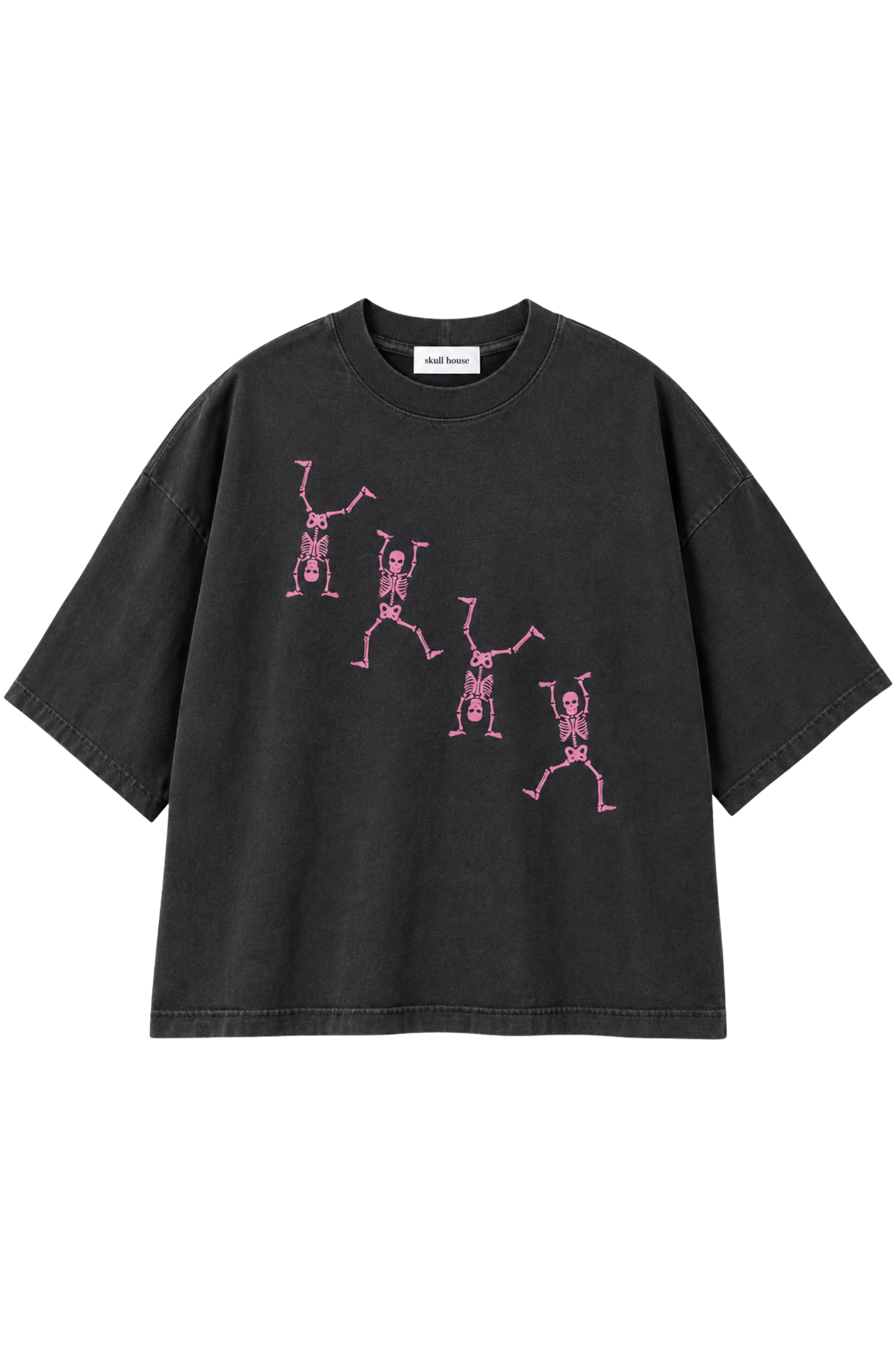 Cartwheel Skeleton Box Tee: Charcoal