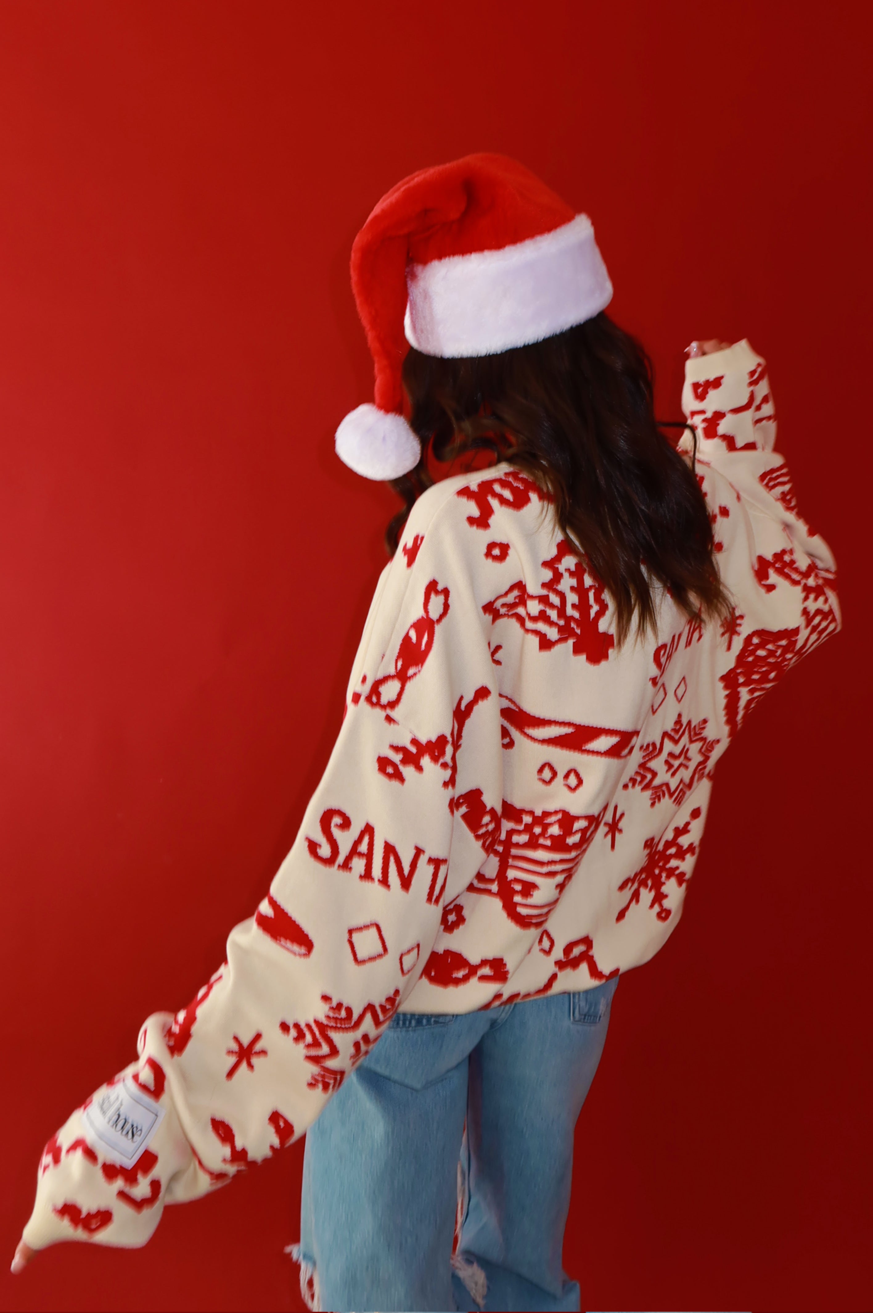 Hot Cocoa Sweater: Vanilla/Red