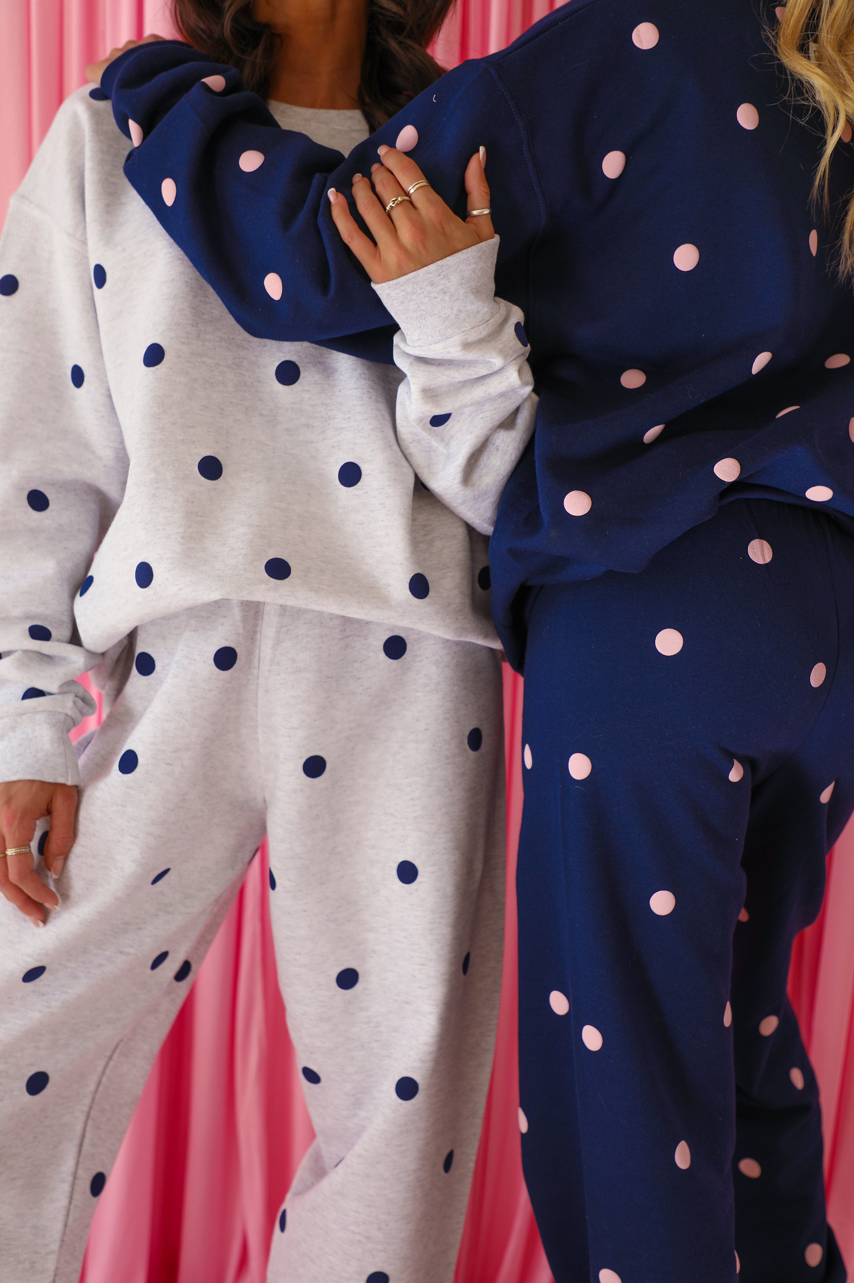 Polka Dot Crewneck: Ash/Navy