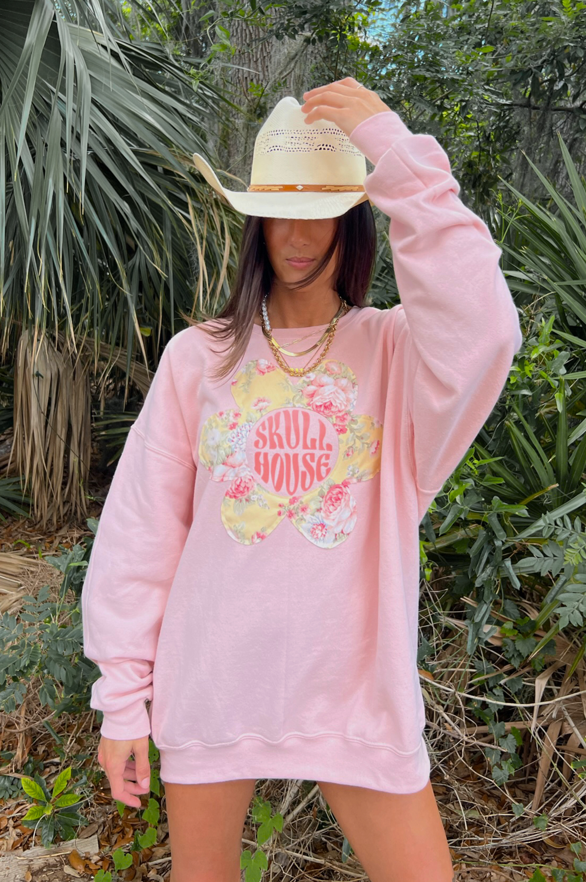 Flora Crewneck: Peach