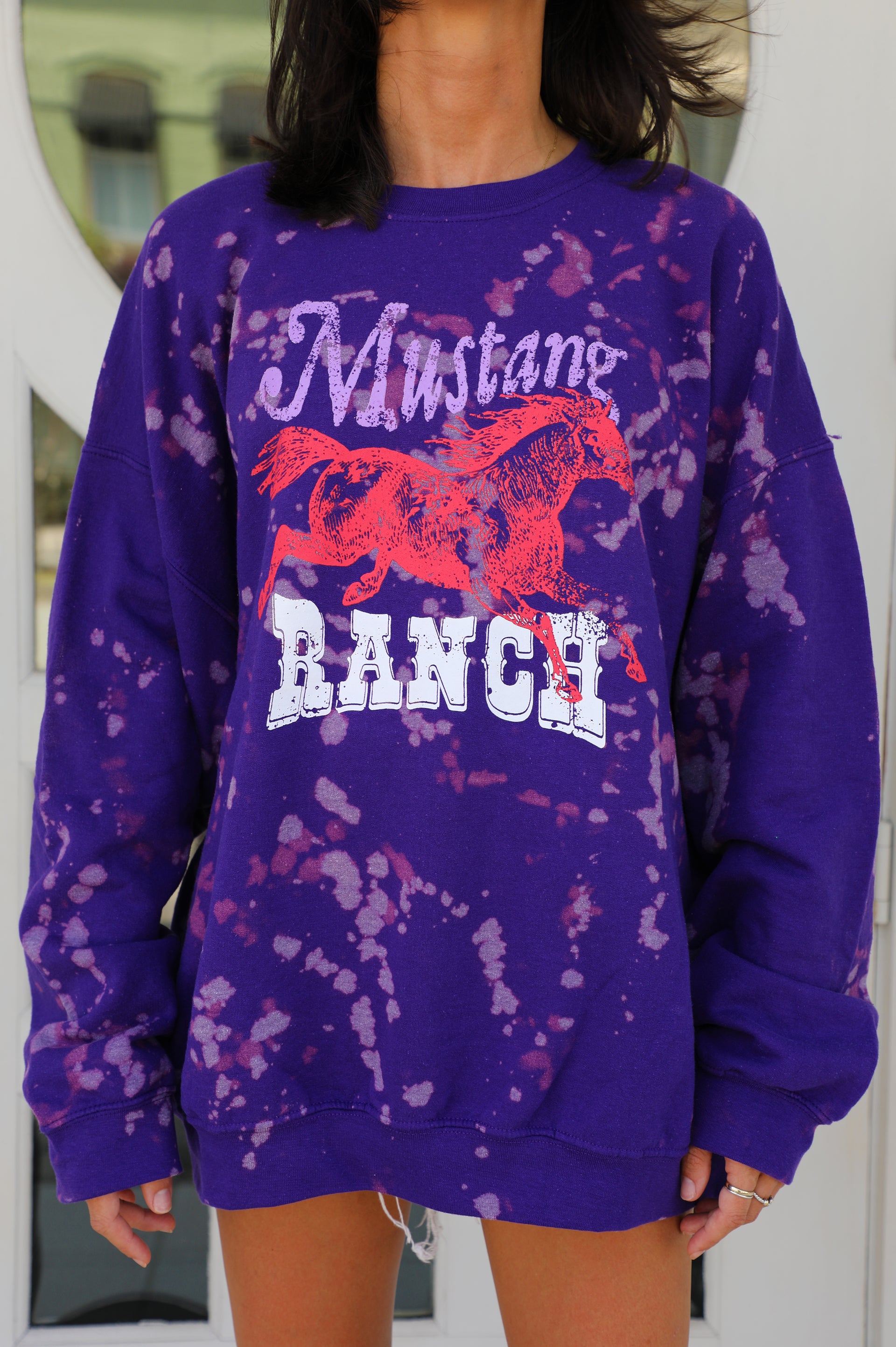 Mustang Crewneck: Purple Bleach