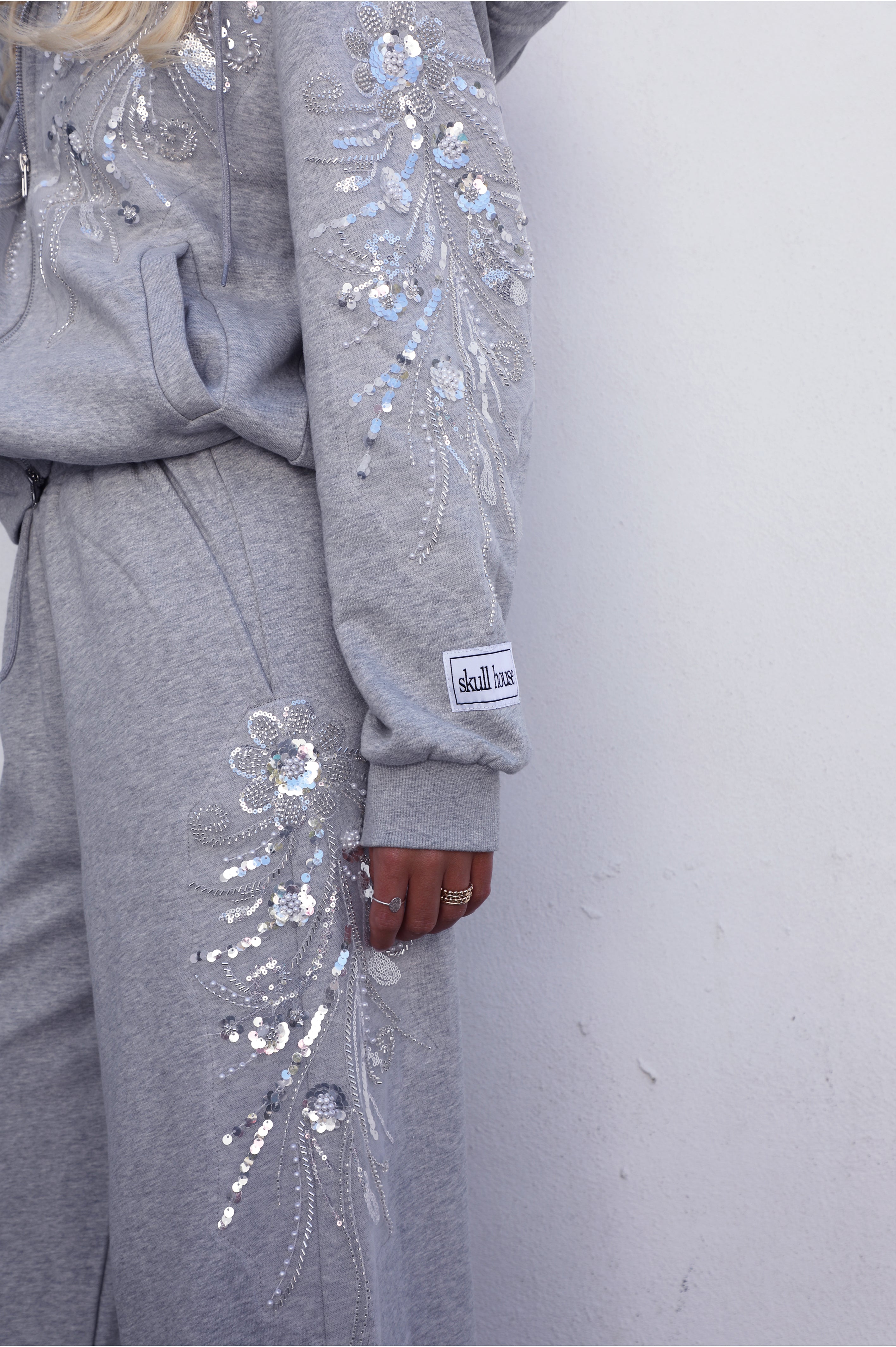 PRE-ORDER: Embellished Zip Hoodie: Heather