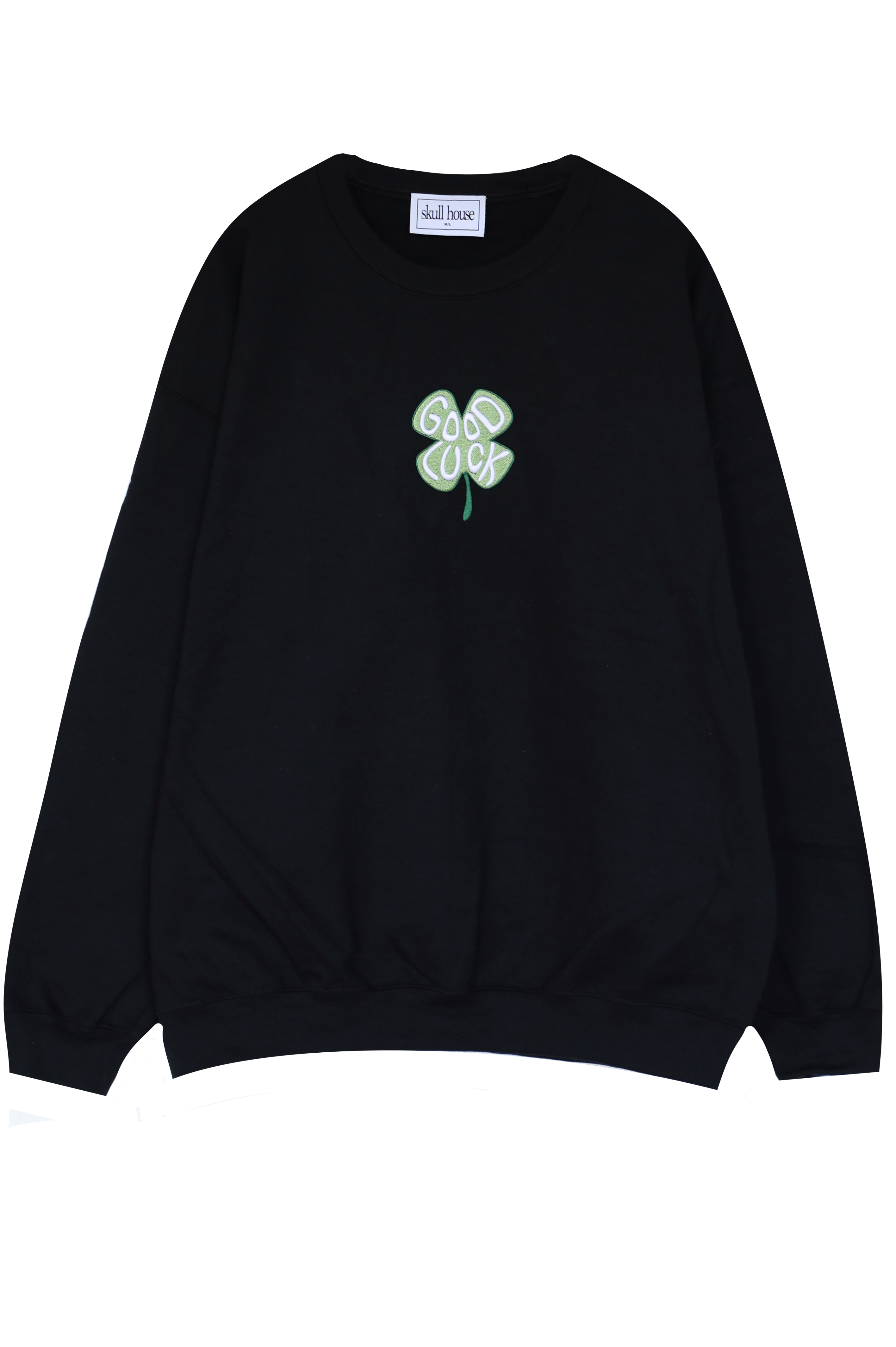 Good Luck Clover Crewneck: Black