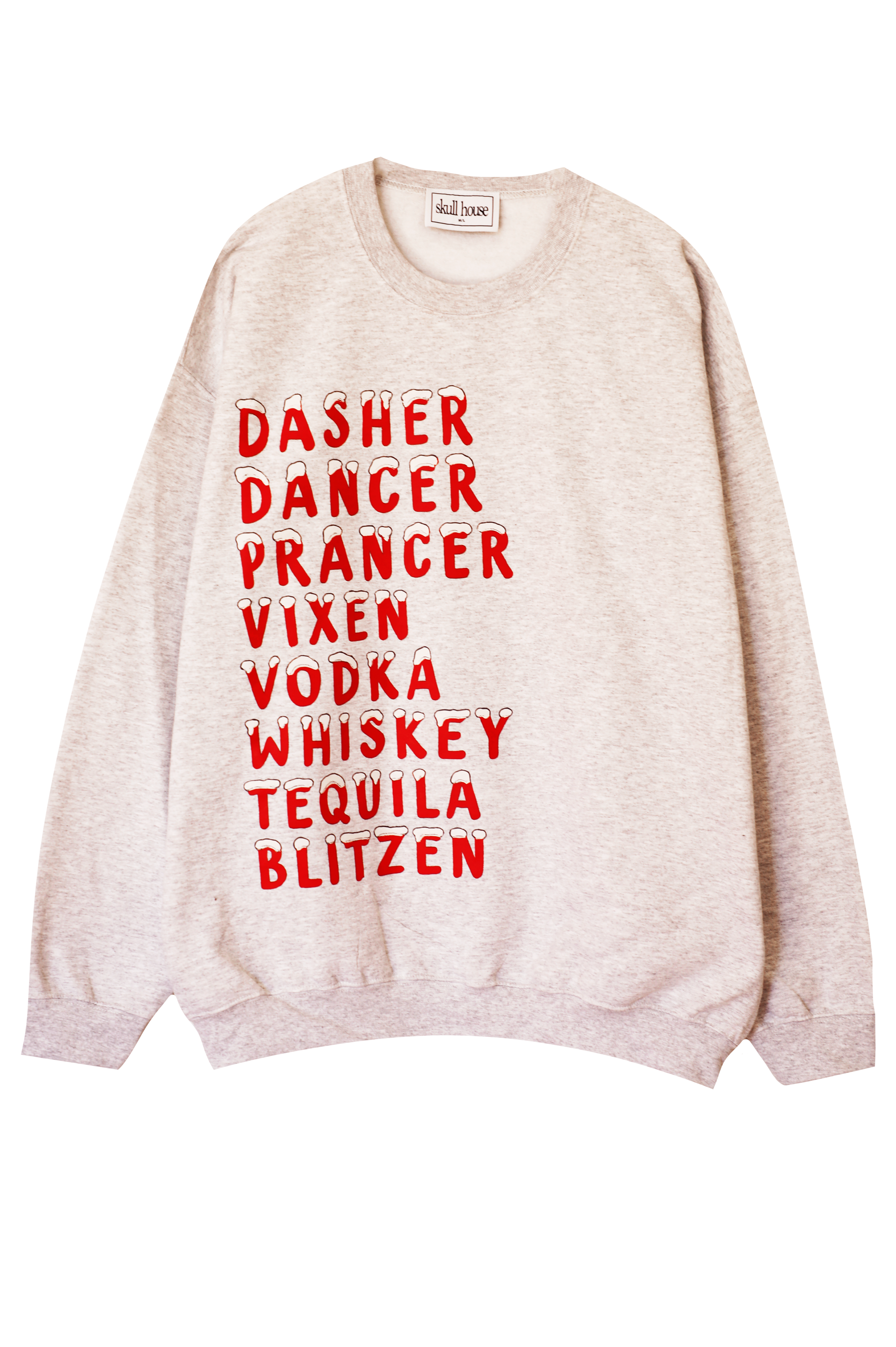 Tipsy Reindeer Crewneck: Ash
