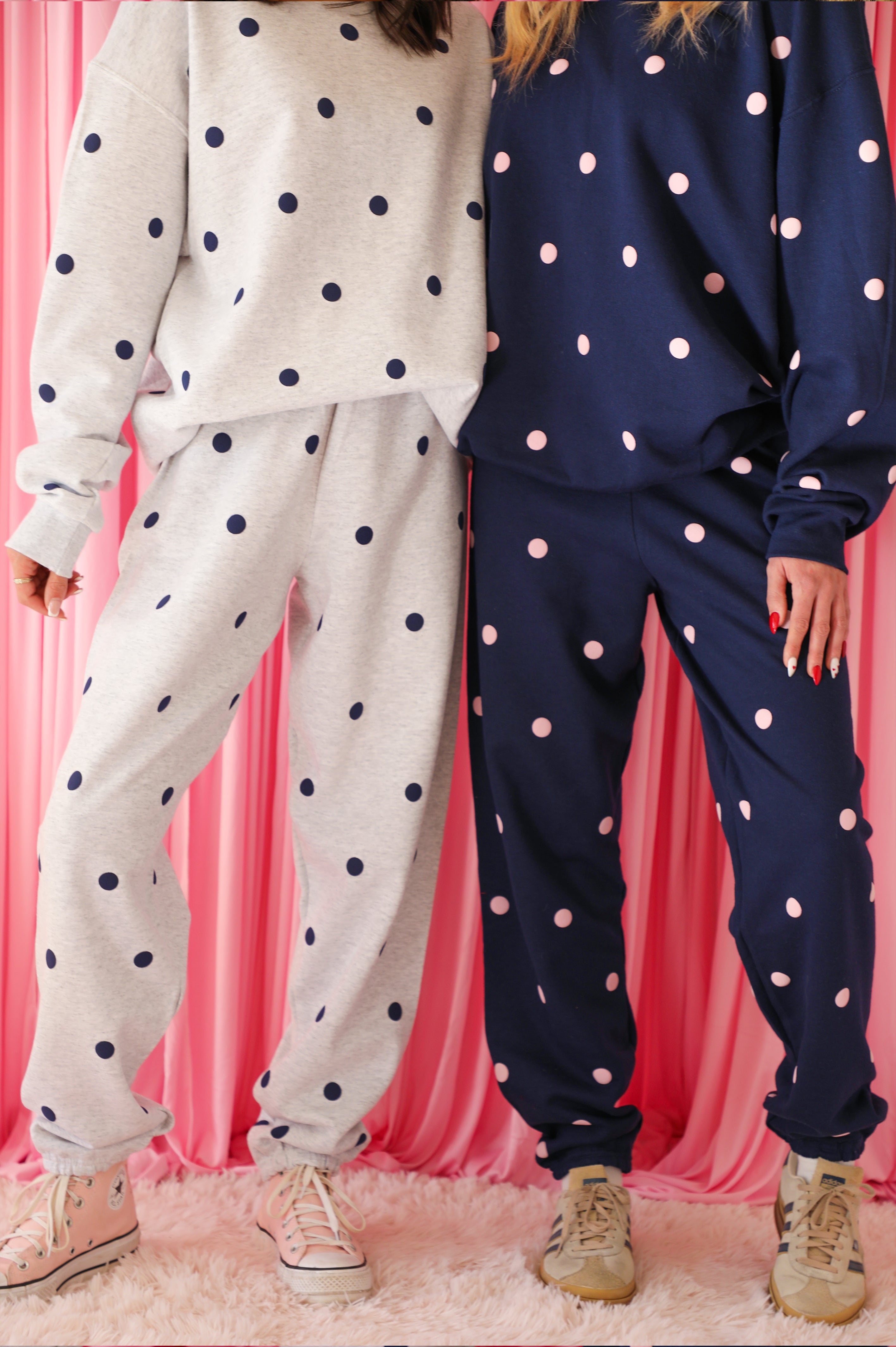 Polka Dot Crewneck: Ash/Navy