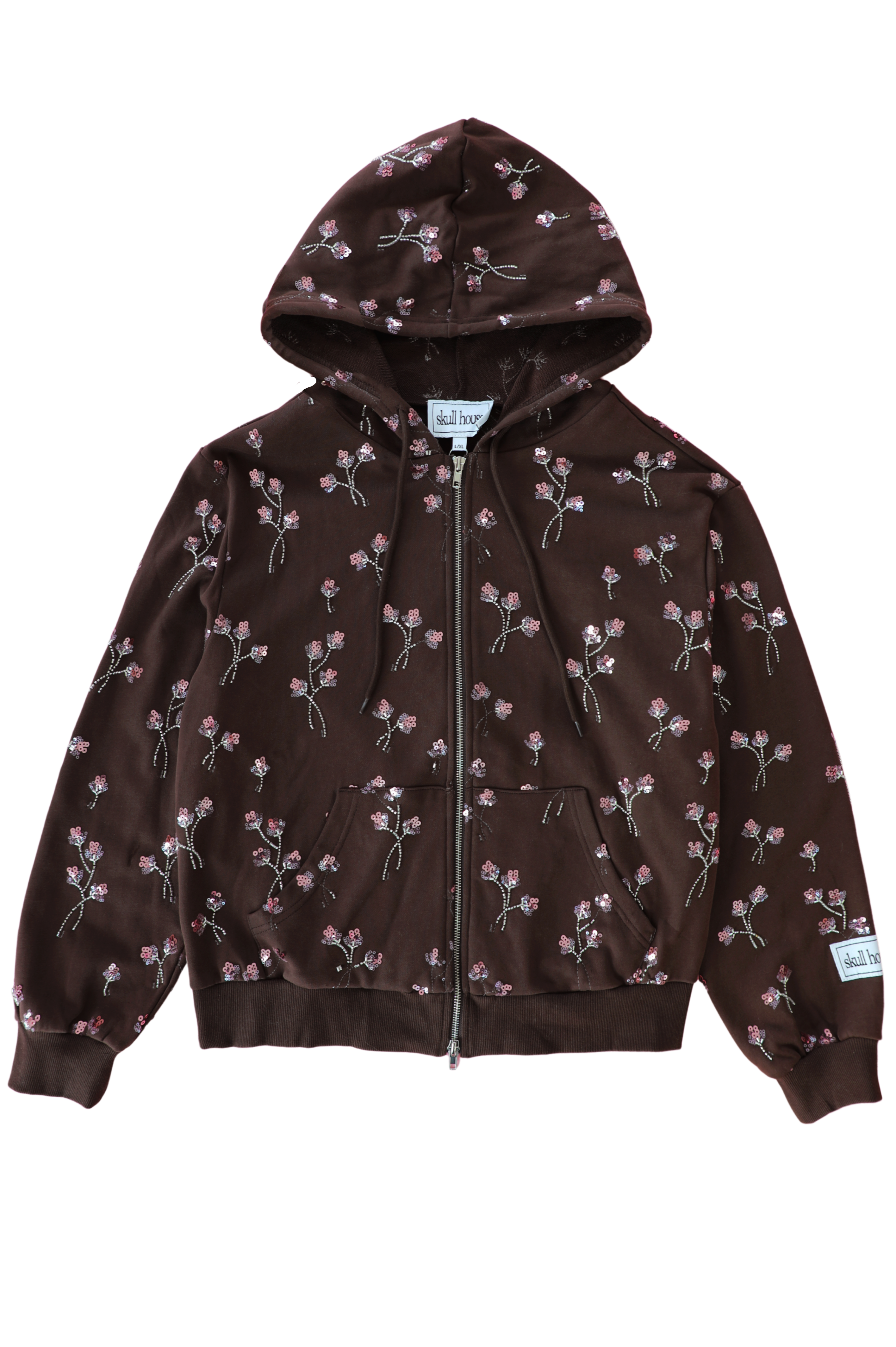 PRE-ORDER: Embellished Zip Hoodie: Truffle