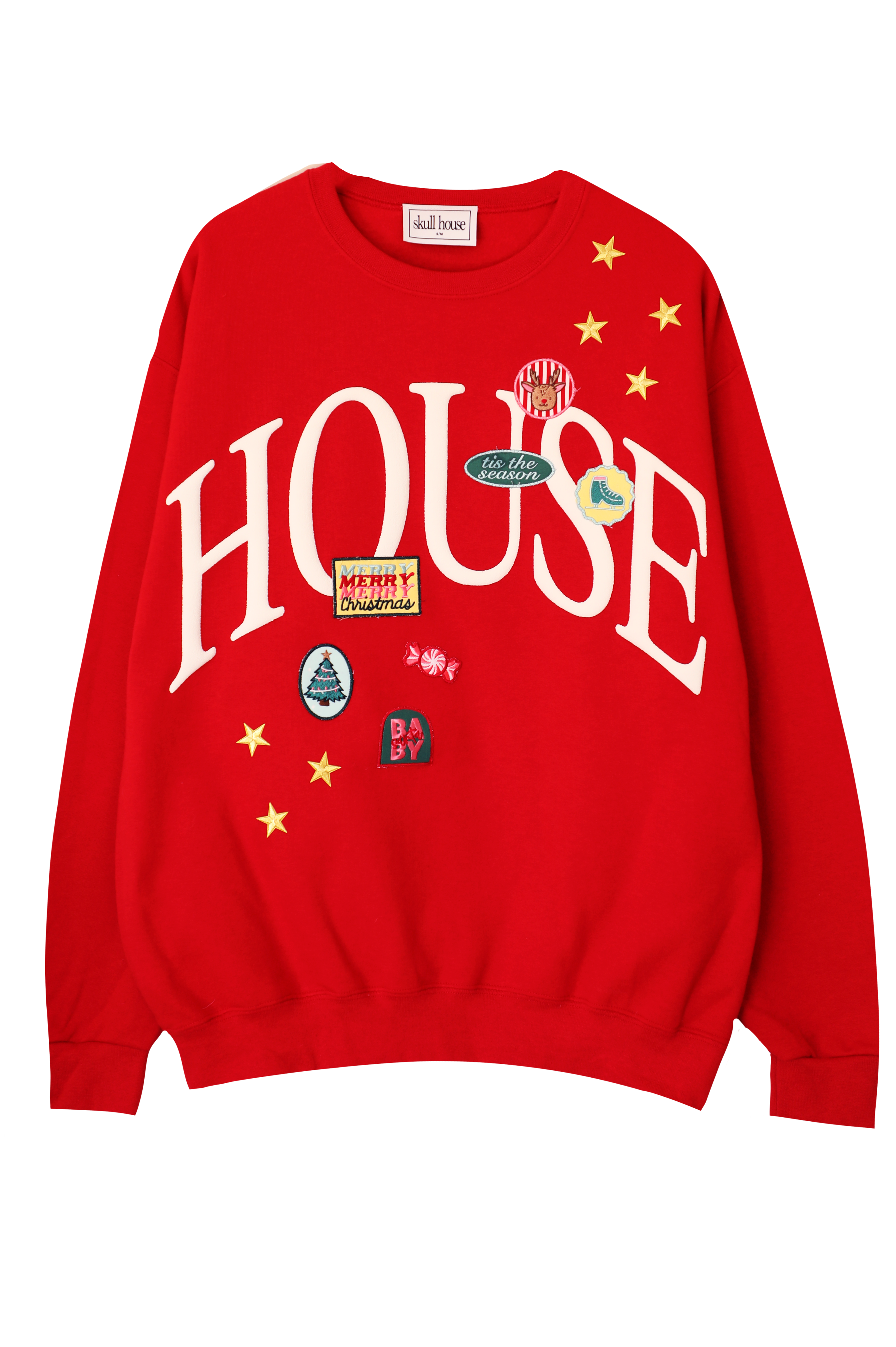 Patchwork Crewneck: Red