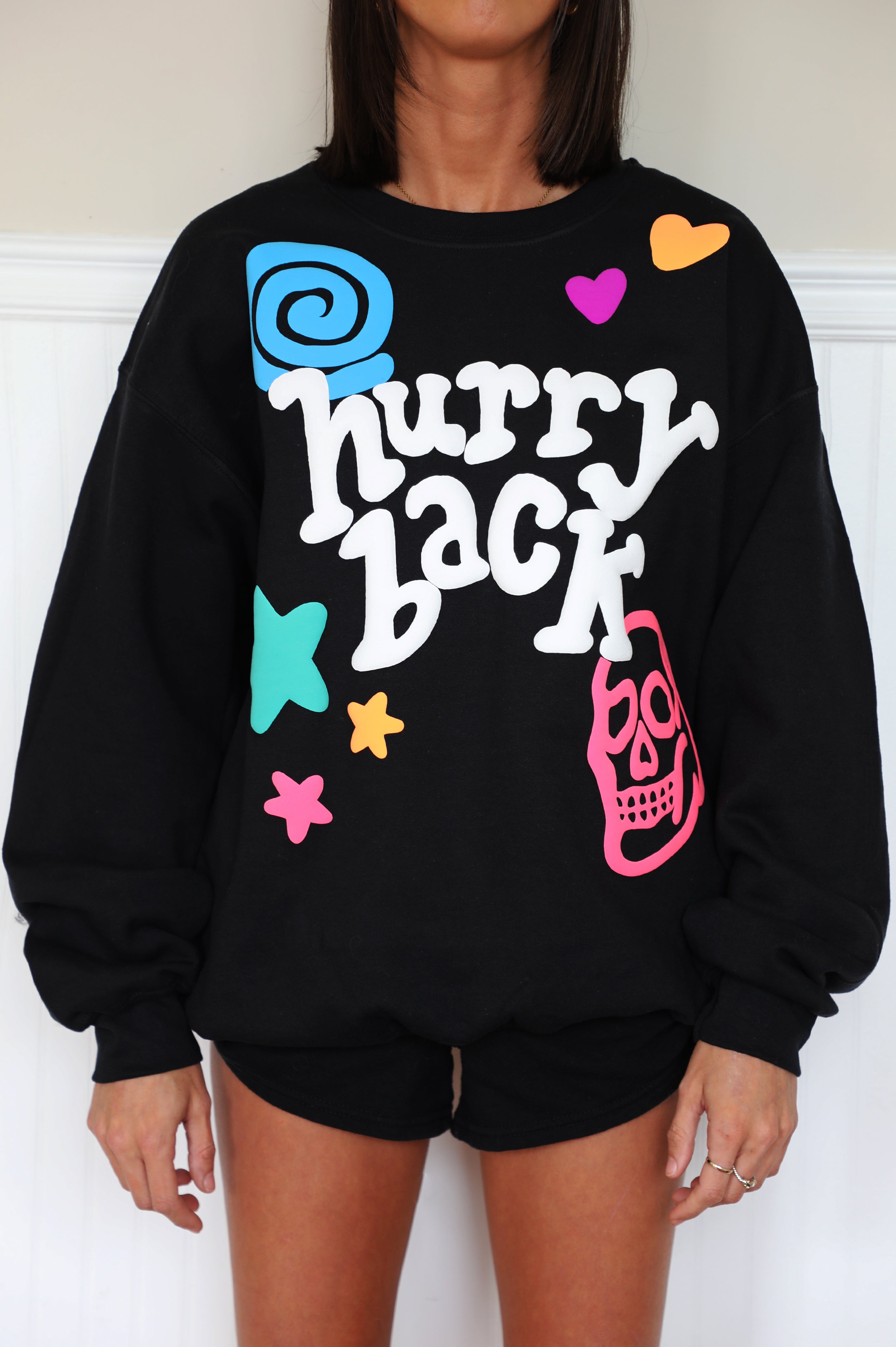 Hurry Back Crewneck: Black