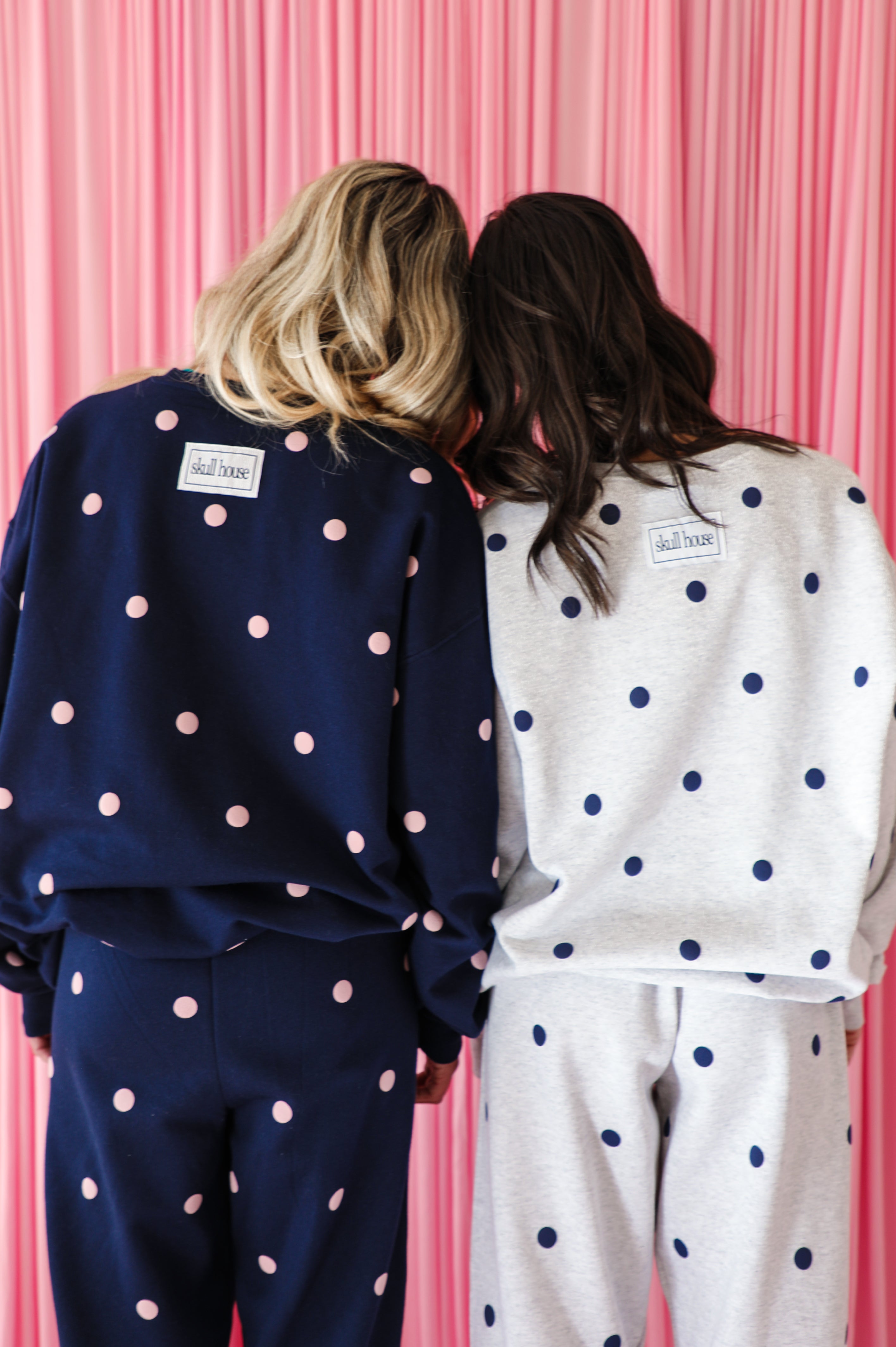 Polka Dot Crewneck: Navy/Pink