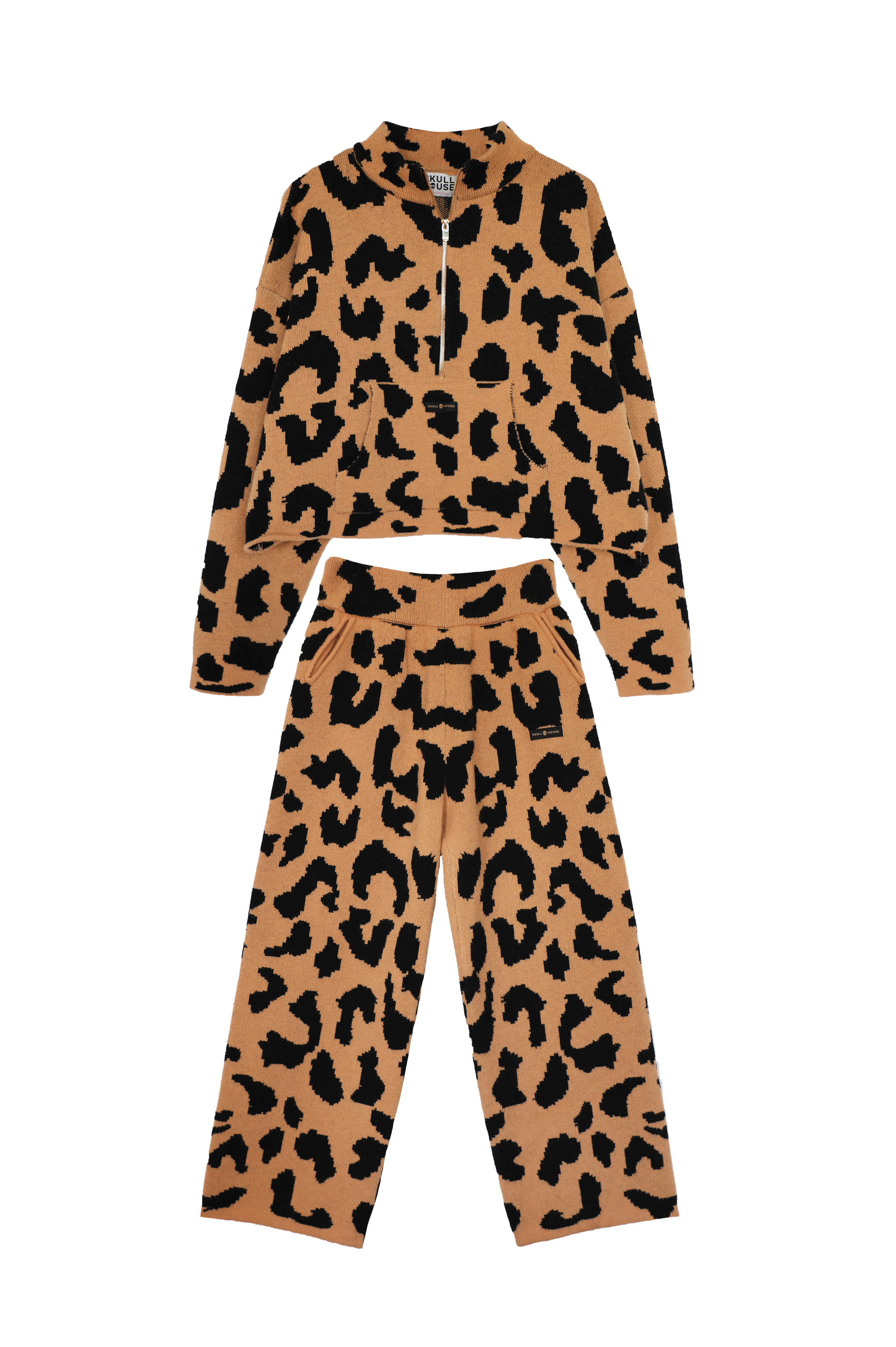 Leopard Knit Set: Tan/Black