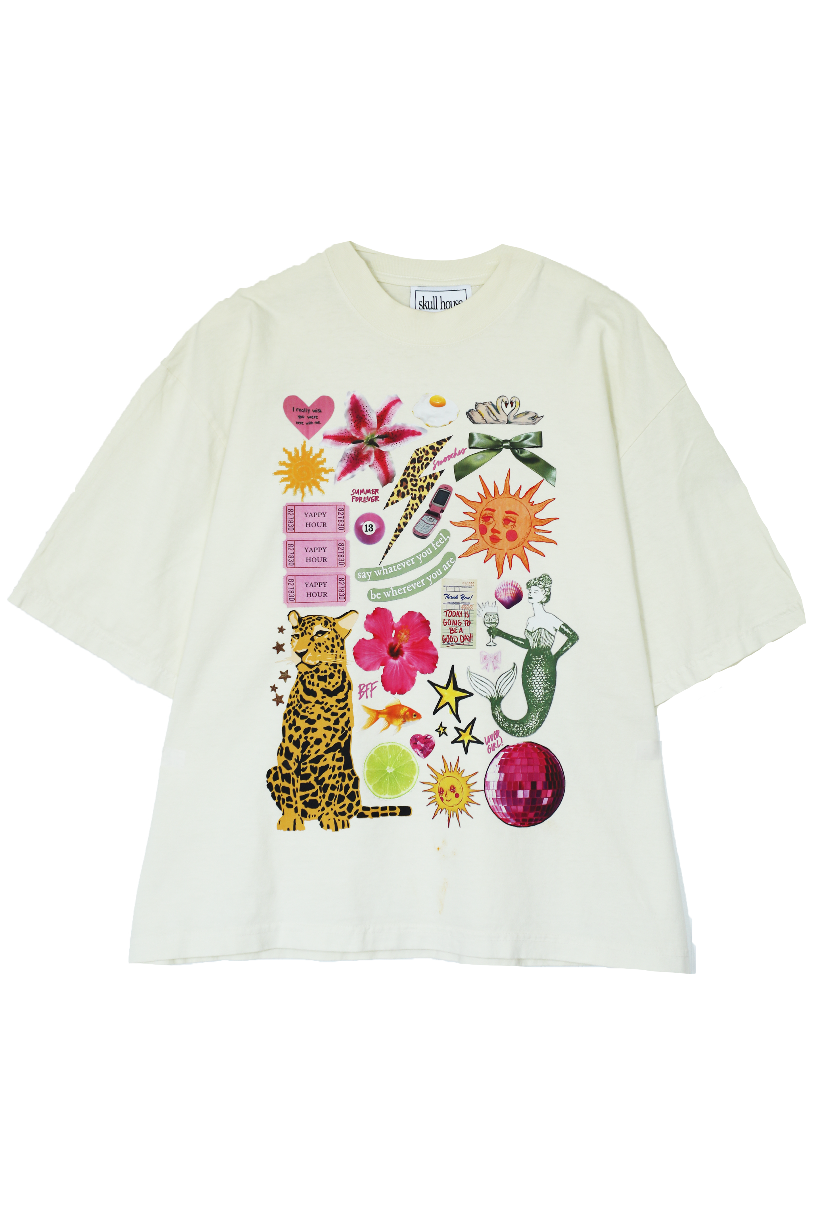 Cheetah Flower Box Tee: Vanilla